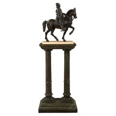 French 19th Century Louis XVI St. Patinated Bronze Soldier on His Horse