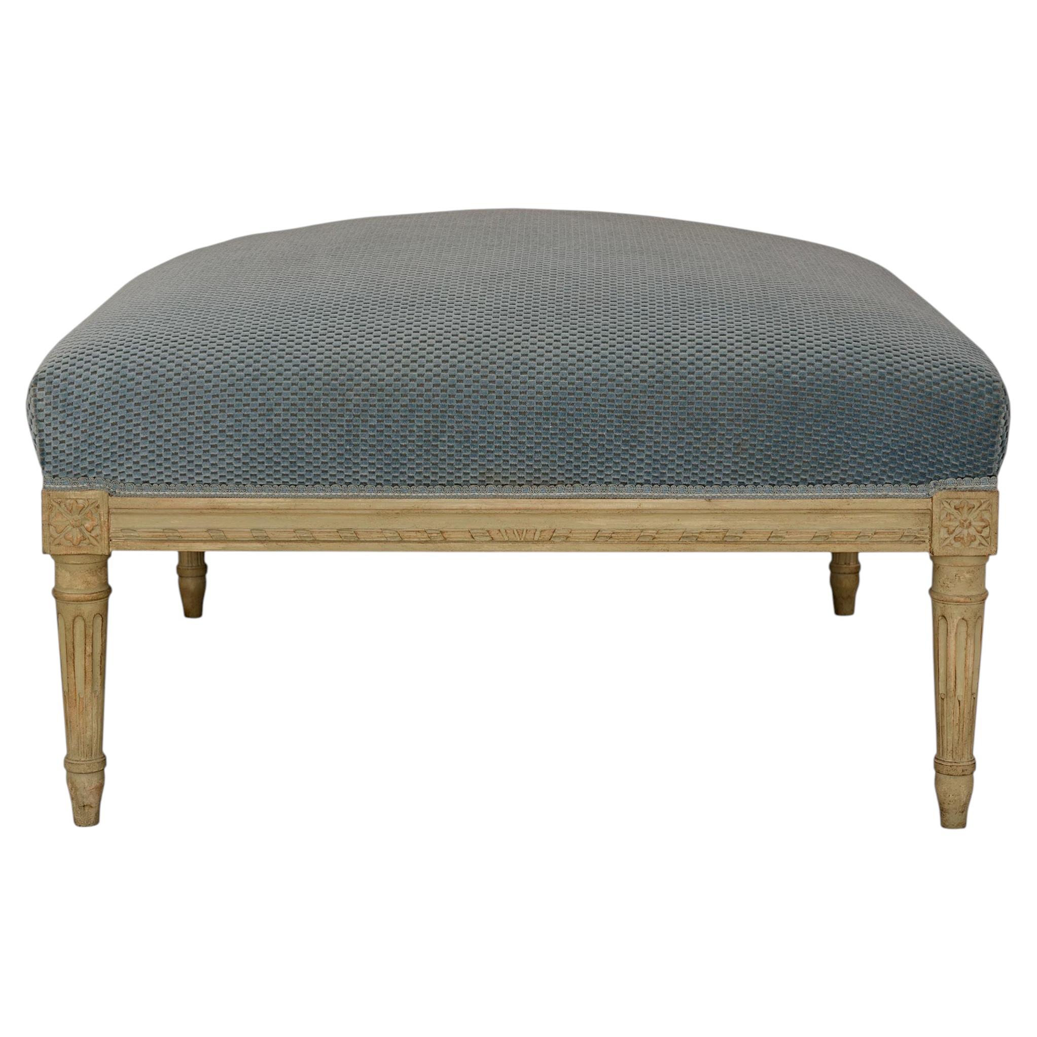 French 19th century Louis XVI st. patinated off white ottoman