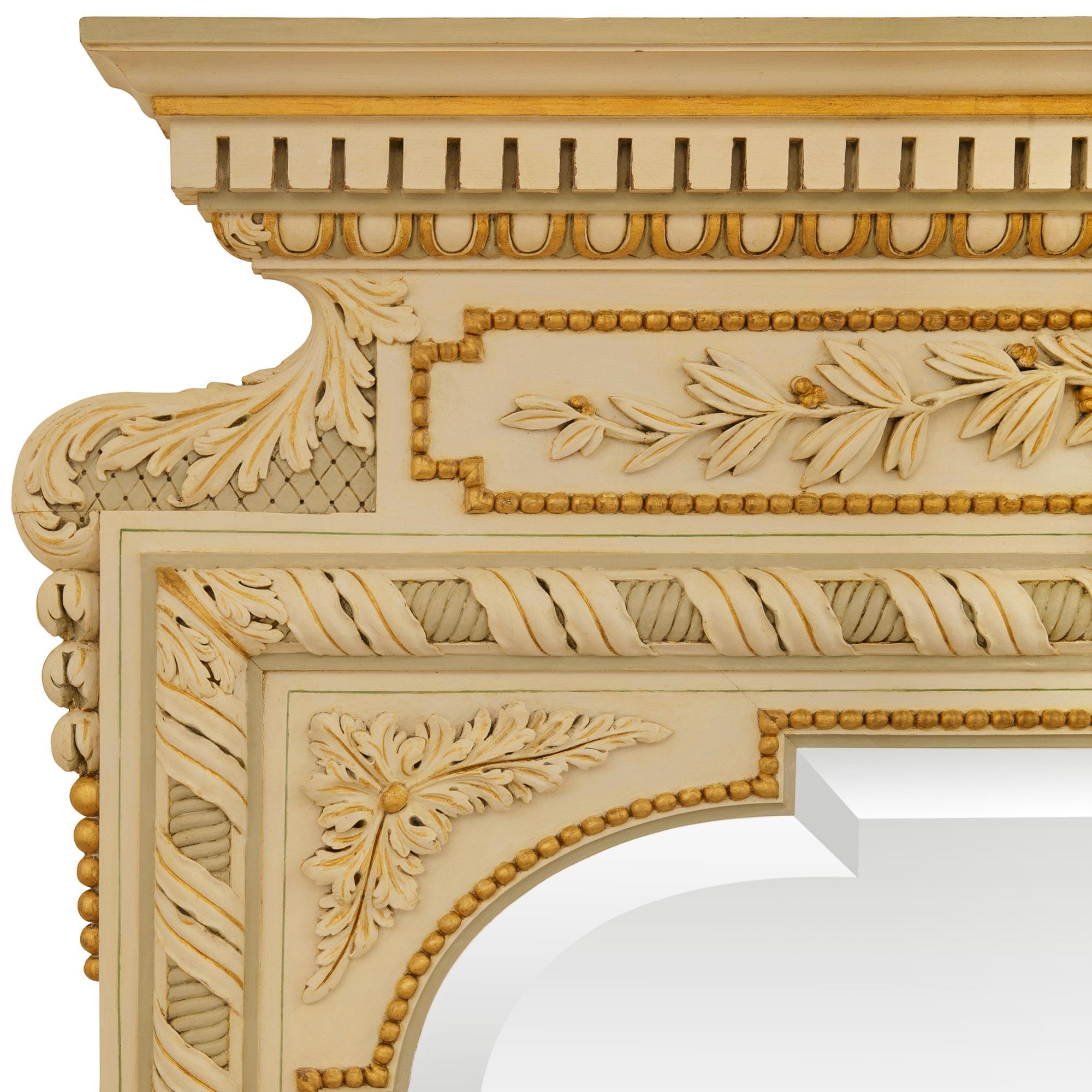 19th Century French 19th century Louis XVI st. patinated Wood and Giltwood mirror For Sale