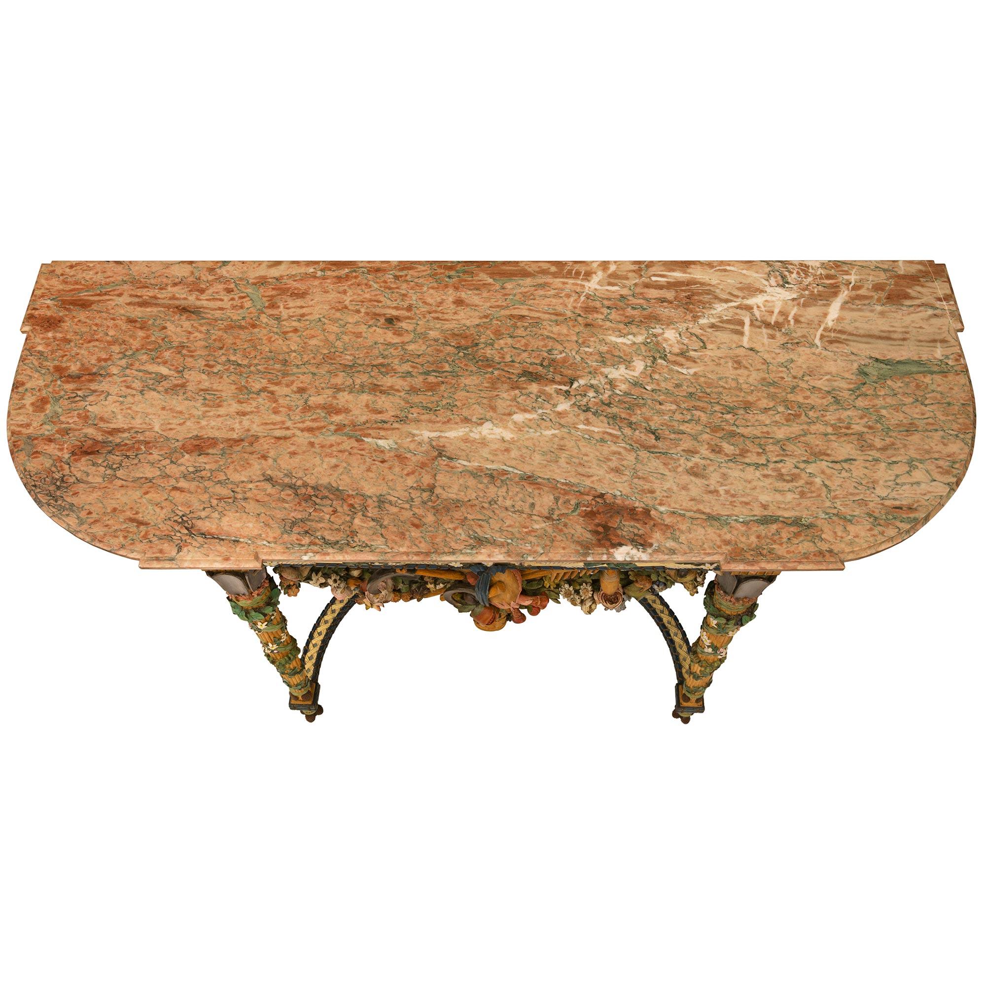 French 19th Century Louis XVI St. Patinated Wood and Marble Console For Sale 10