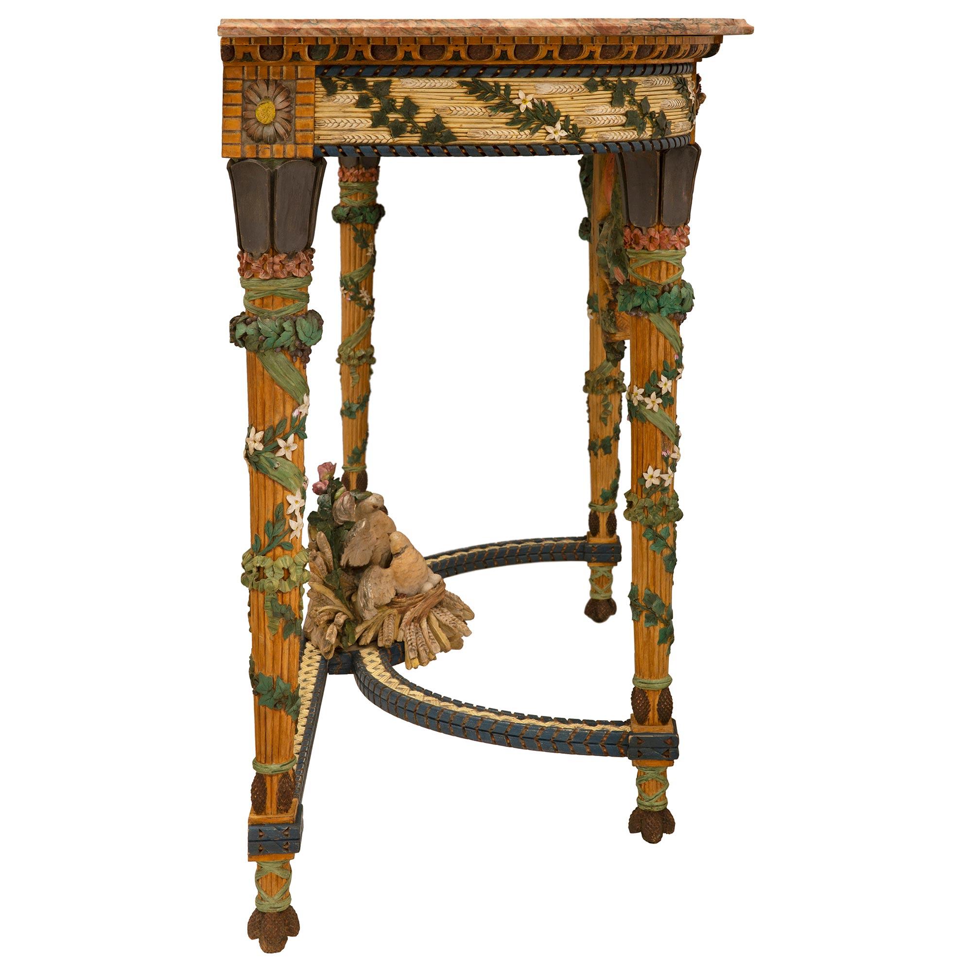 French 19th Century Louis XVI St. Patinated Wood and Marble Console For Sale 1