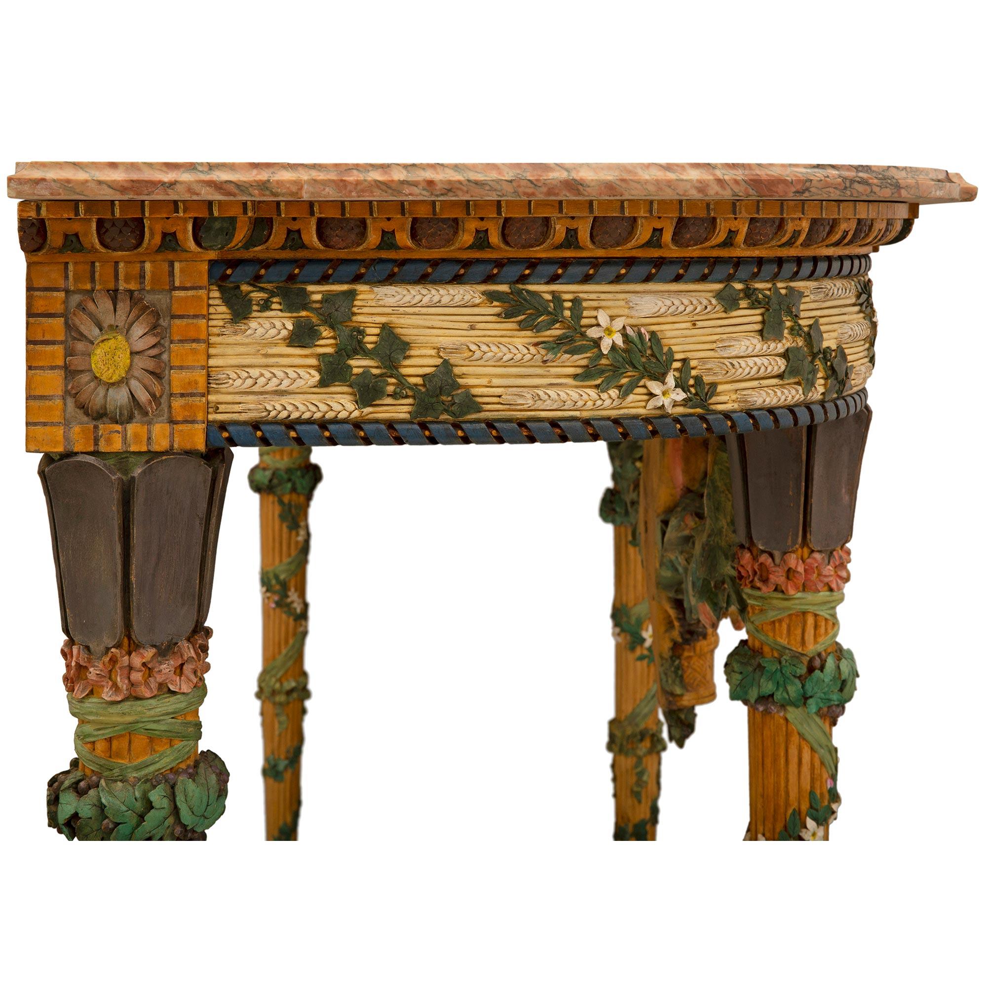 French 19th Century Louis XVI St. Patinated Wood and Marble Console For Sale 2