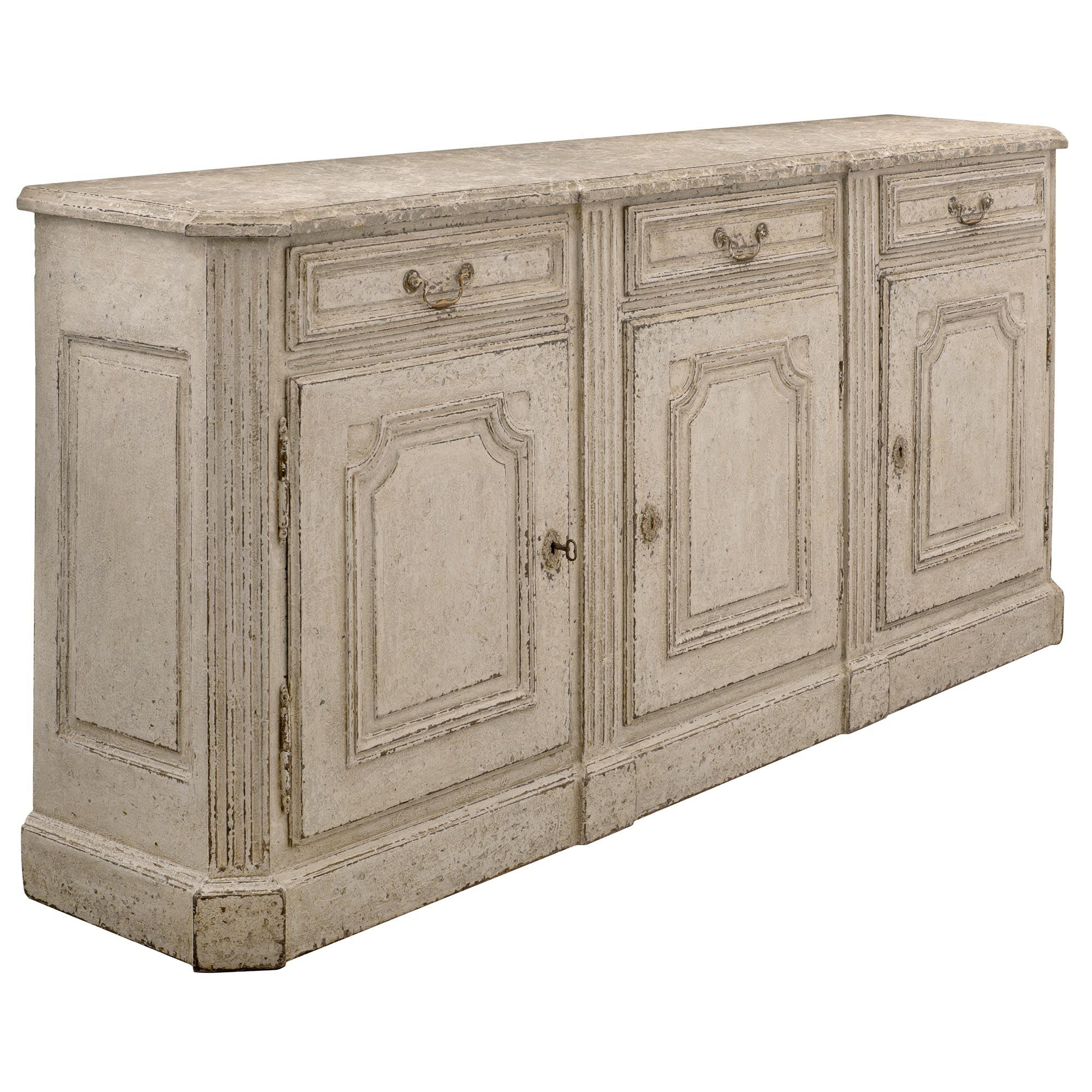 French 19th Century Louis XVI St. Patinated Wood Buffet In Good Condition For Sale In West Palm Beach, FL