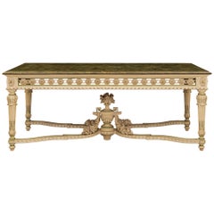 Mesa de centro francesa del siglo XIX en madera patinada San Luis XVI