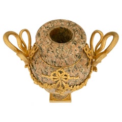 French 19th Century Louis XVI St. Pink Granite and Ormolu Lidded Urn