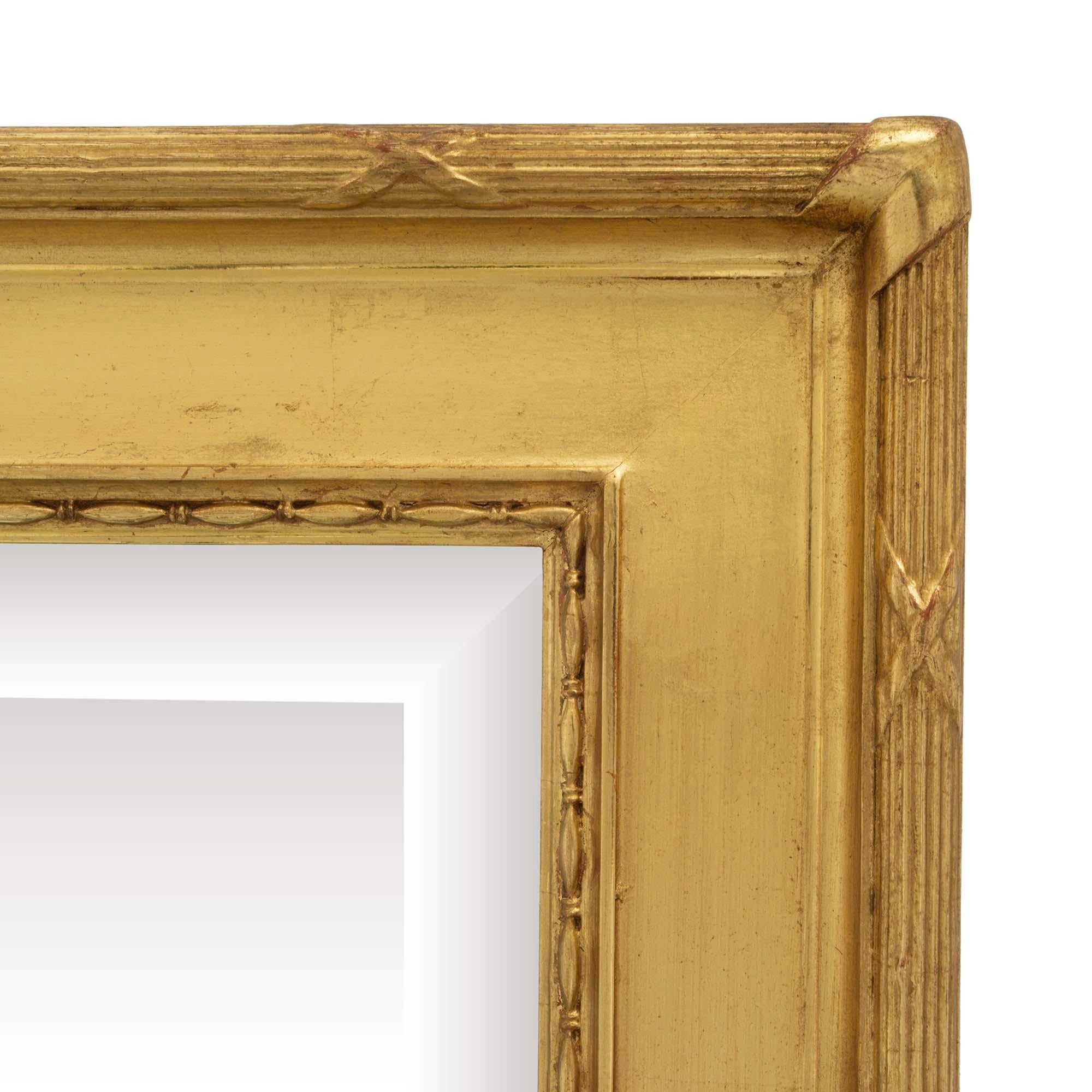 Espejo rectangular de madera dorada de San Luis XVI francés del siglo XIX en Bueno estado para la venta en West Palm Beach, FL