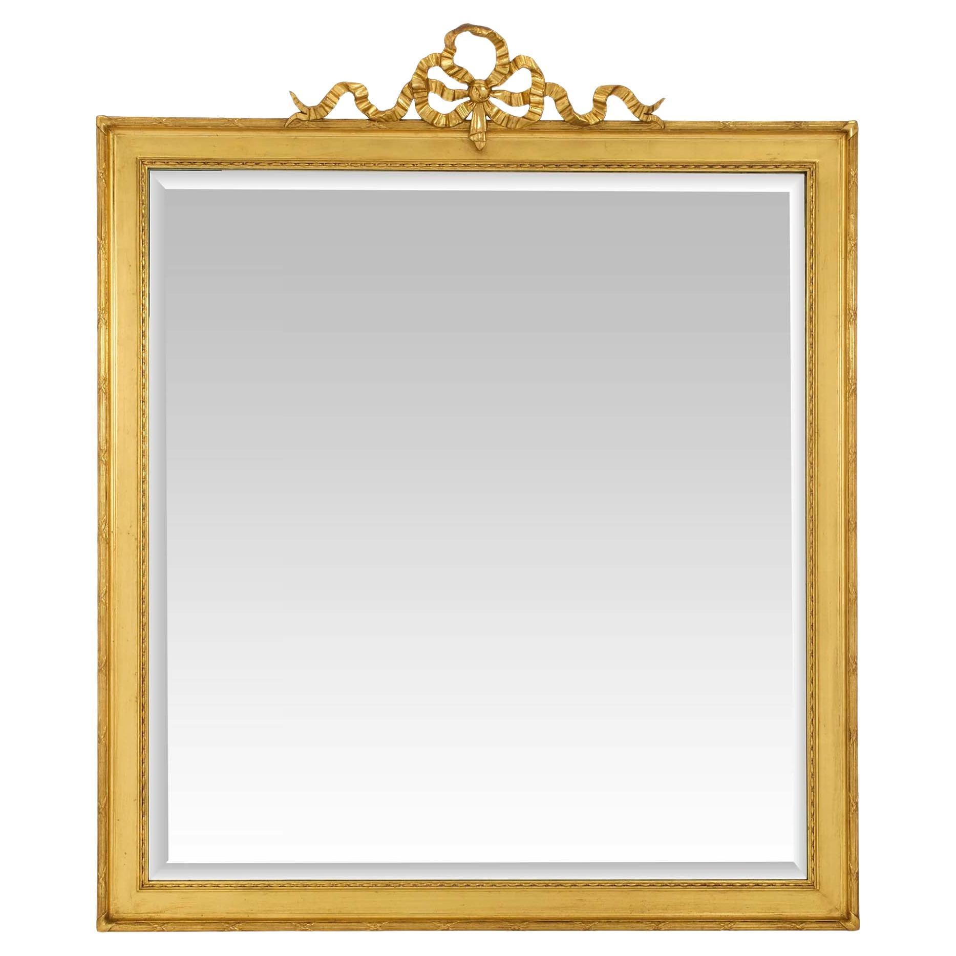 French 19th Century Louis XVI St. Rectangular Giltwood Mirror For Sale