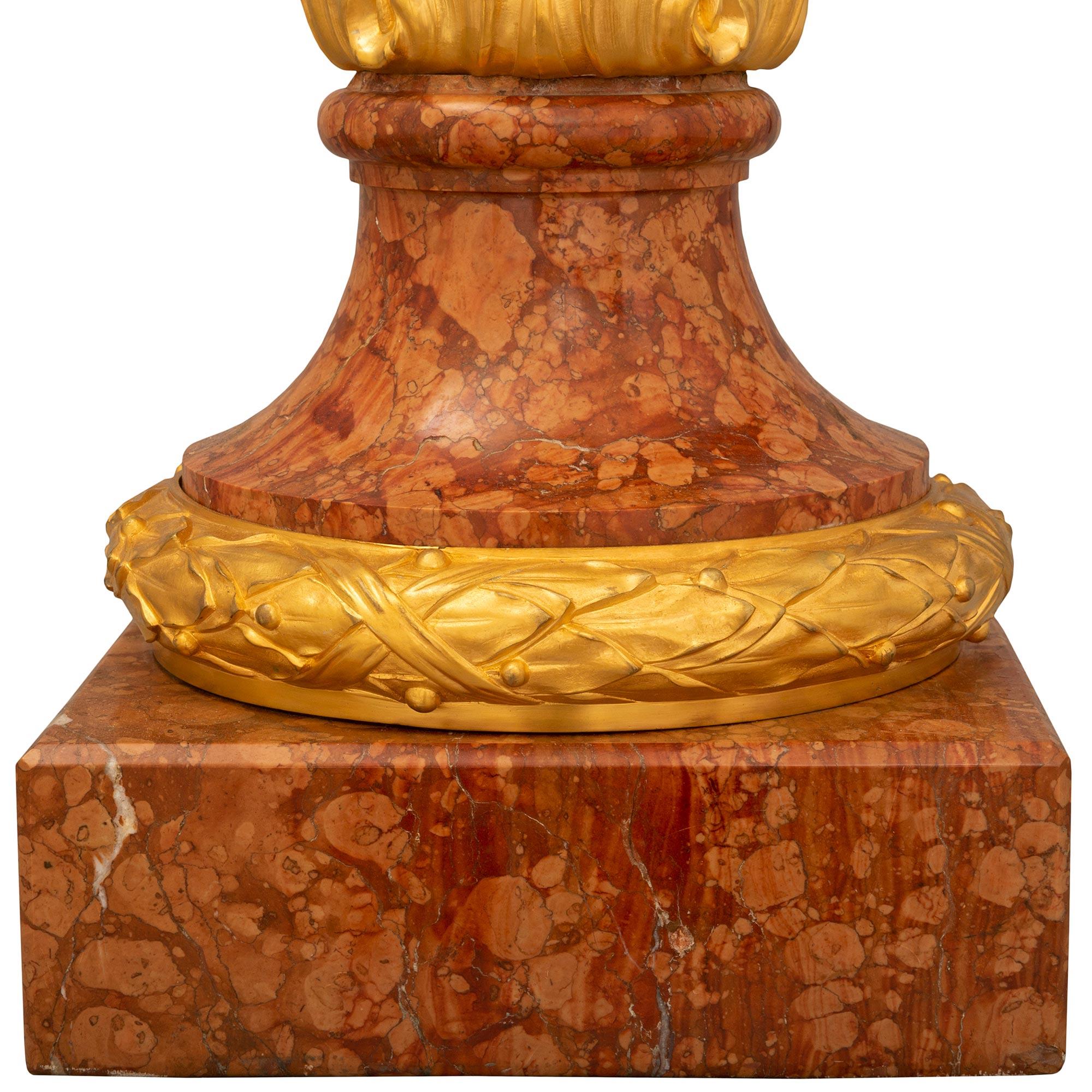 French 19th Century Louis XVI St. Rouge De Verone Marble Pedestal Column For Sale 5