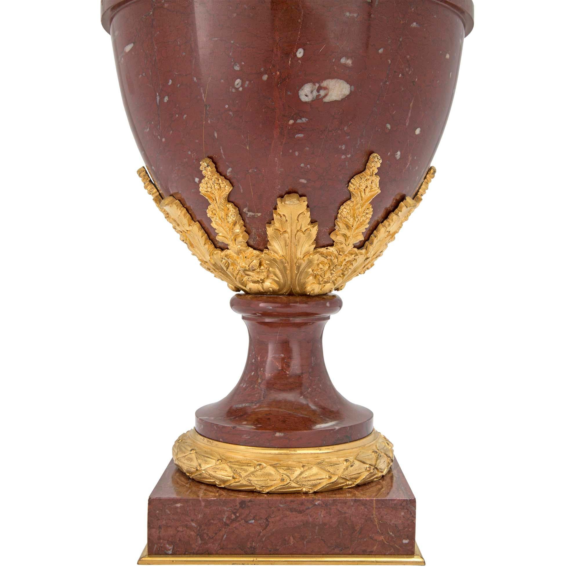 French 19th Century Louis XVI St. Rouge Griotte and Ormolu Vase For Sale 3