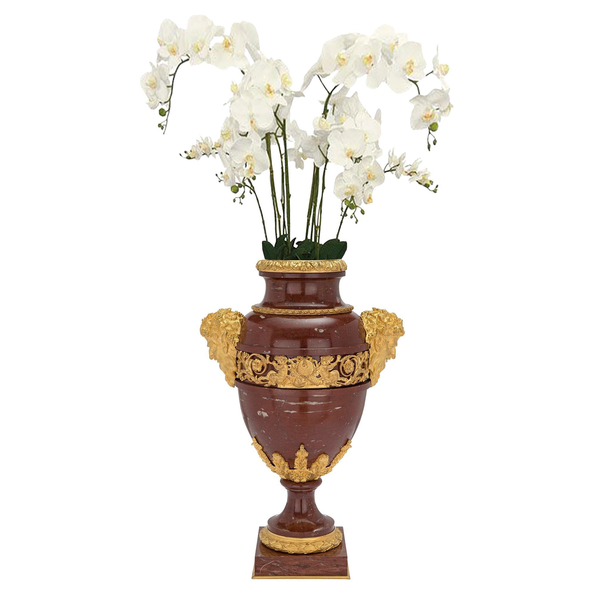 French 19th Century Louis XVI St. Rouge Griotte and Ormolu Vase For Sale