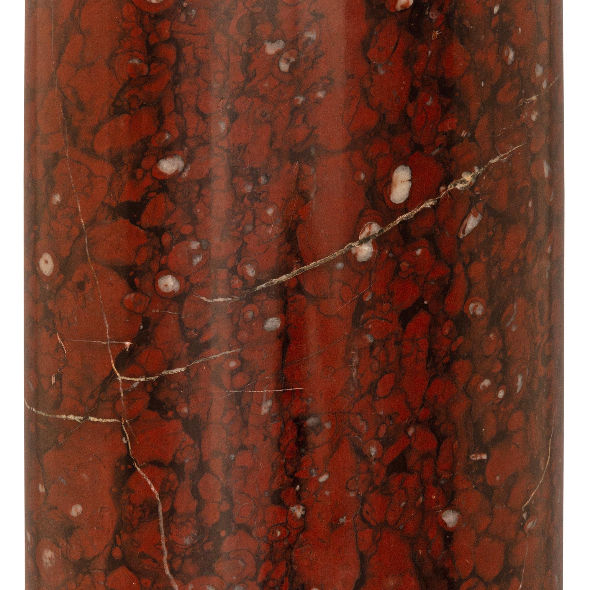 French 19th century Louis XVI st. Rouge Griotte marble and Ormolu pedestal For Sale 2