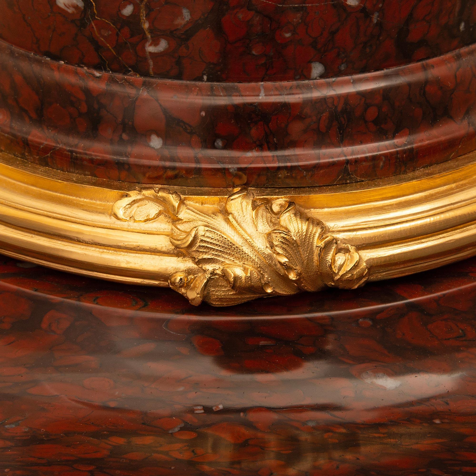 French 19th century Louis XVI st. Rouge Griotte marble and Ormolu pedestal For Sale 3