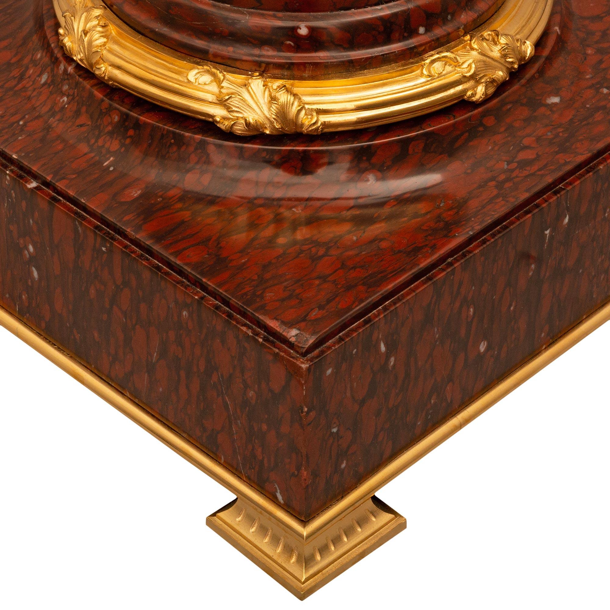 French 19th century Louis XVI st. Rouge Griotte marble and Ormolu pedestal For Sale 4