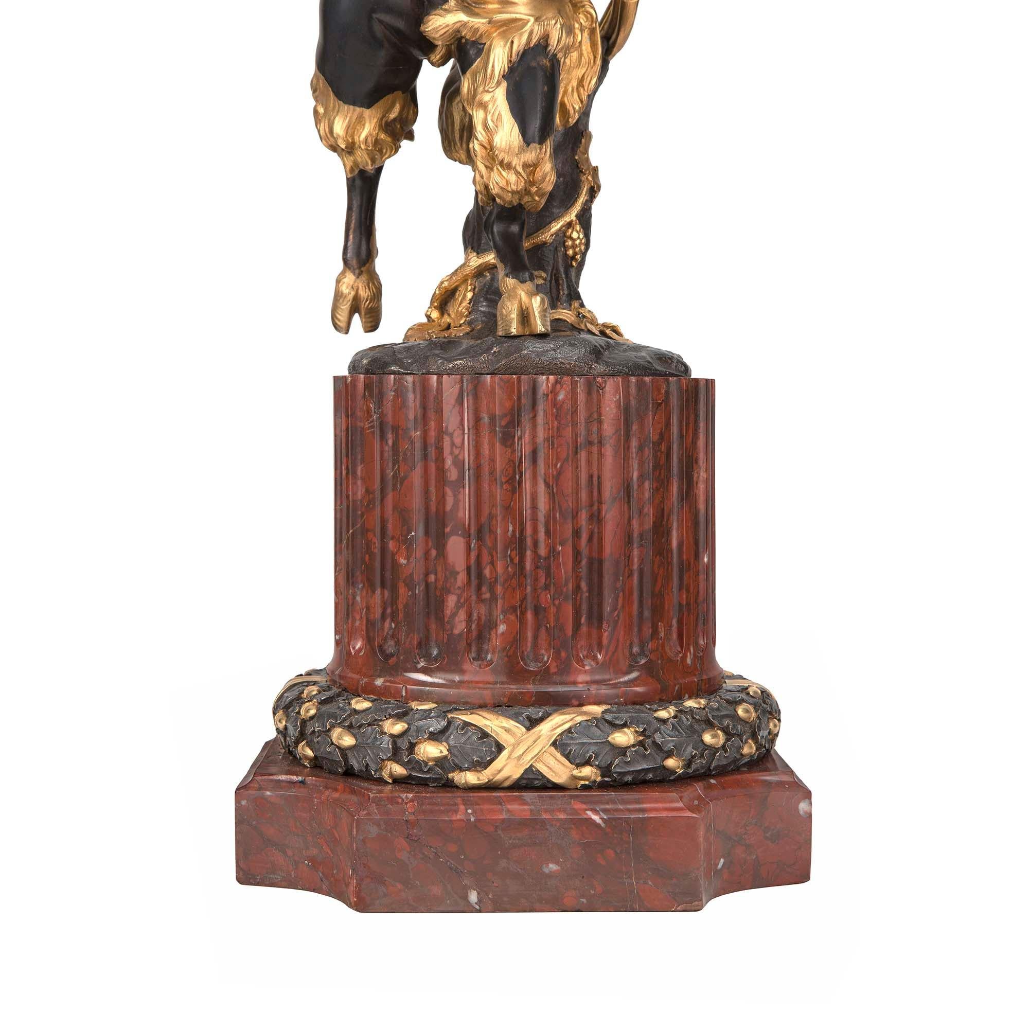 French 19th Century Louis XVI St. Rouge Griotte Marble, Bronze, and Ormolu Lamps For Sale 9