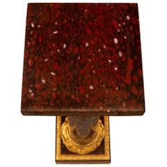 French 19th Century Louis XVI St. Rouge Griotte Marble & Ormolu Pedestal Column