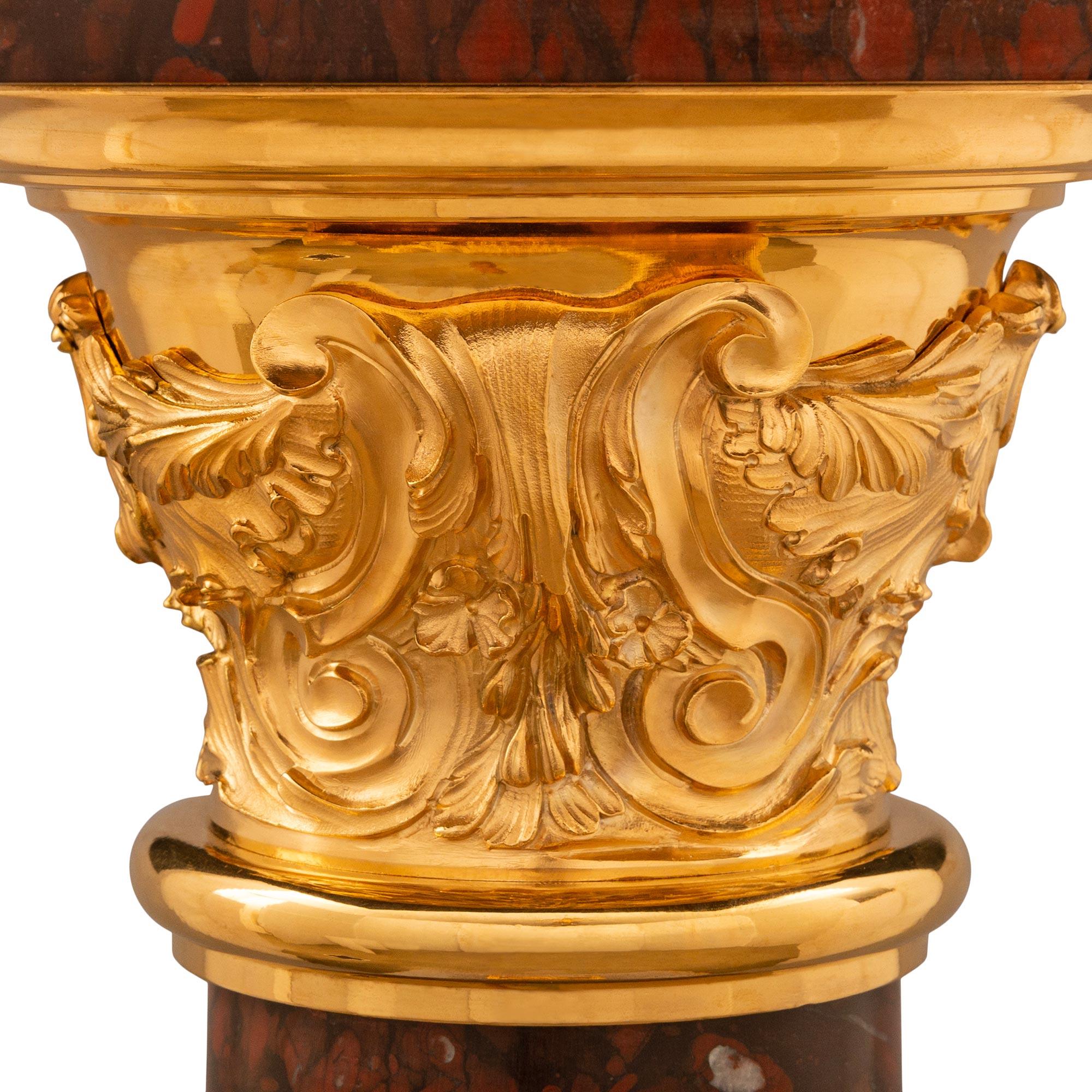 French 19th Century Louis XVI St. Rouge Griotte Marble & Ormolu Pedestal Column For Sale 2
