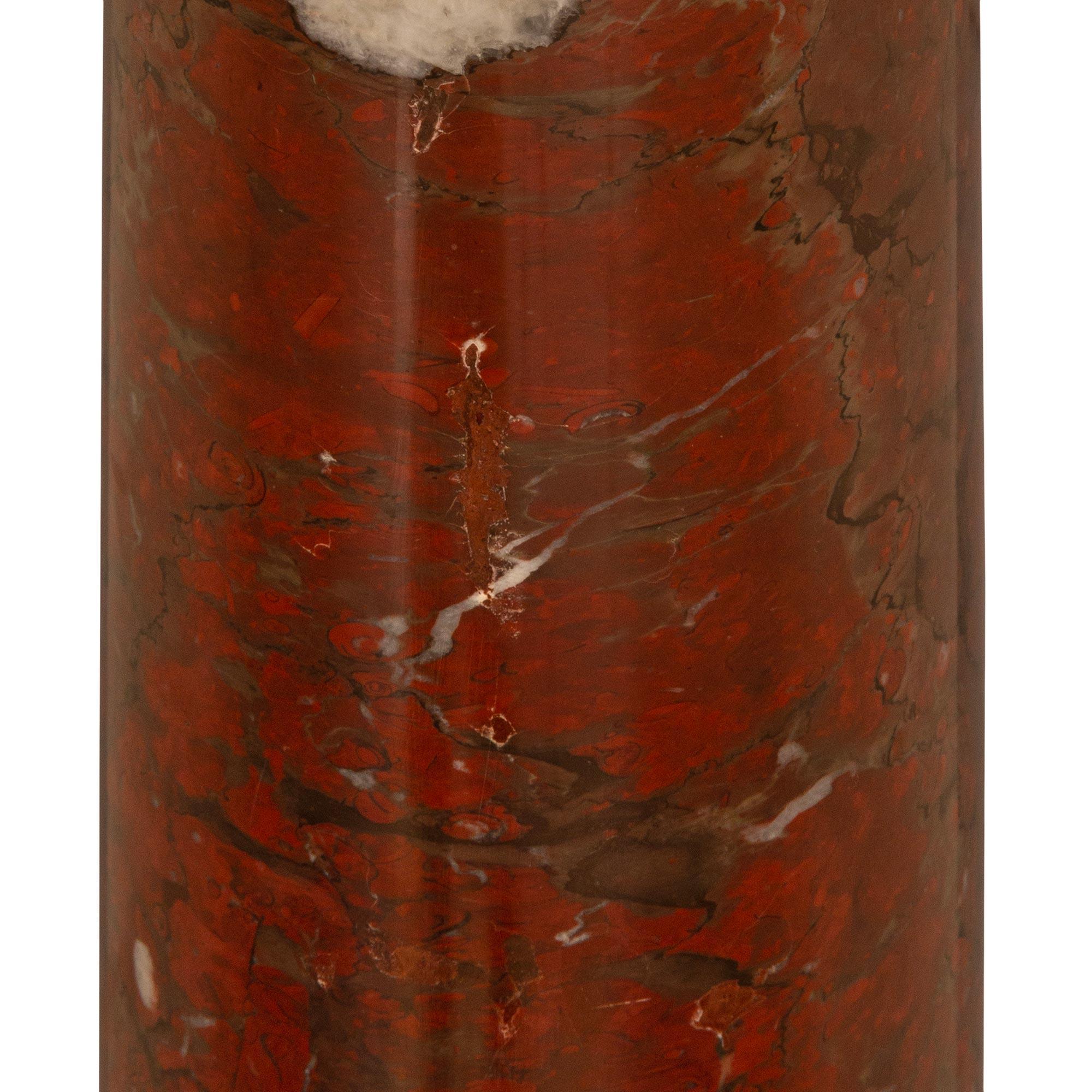 French 19th Century Louis XVI St. Rouge Griotte Marble & Ormolu Pedestal Column For Sale 3