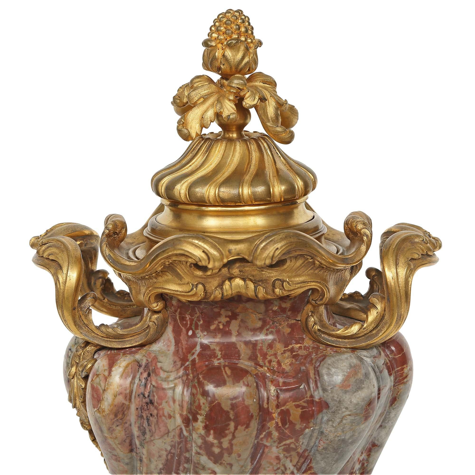 French 19th Century Louis XVI St. Rouge Royal Marble and Ormolu Urn For Sale 1