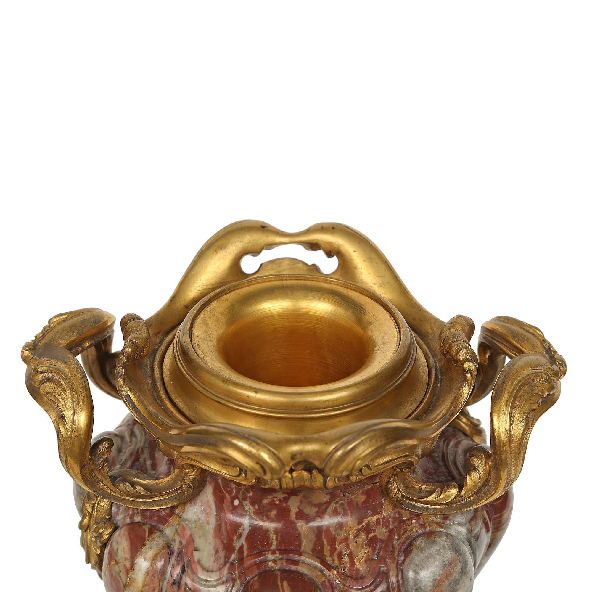 French 19th Century Louis XVI St. Rouge Royal Marble and Ormolu Urn For Sale 3