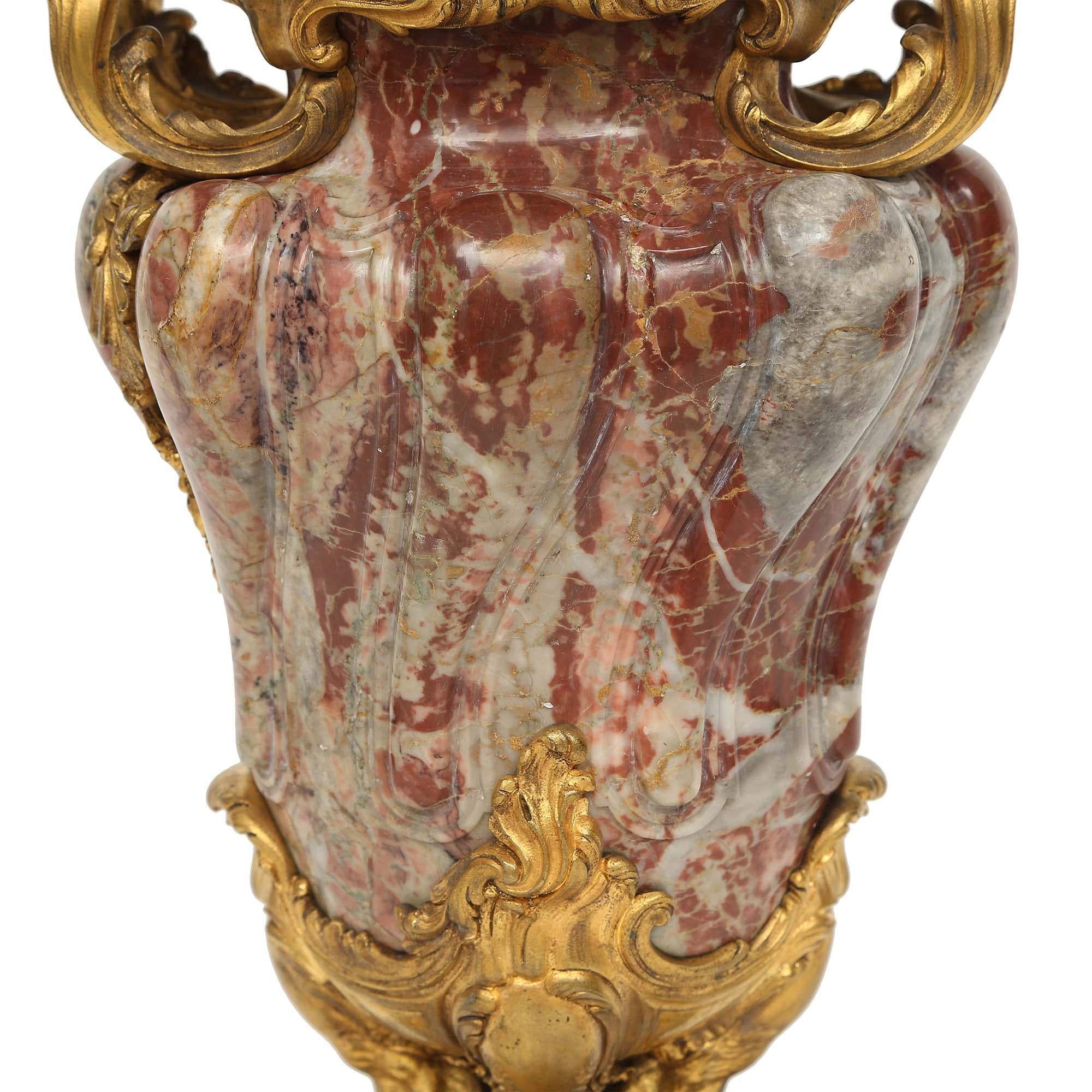French 19th Century Louis XVI St. Rouge Royal Marble and Ormolu Urn For Sale 4