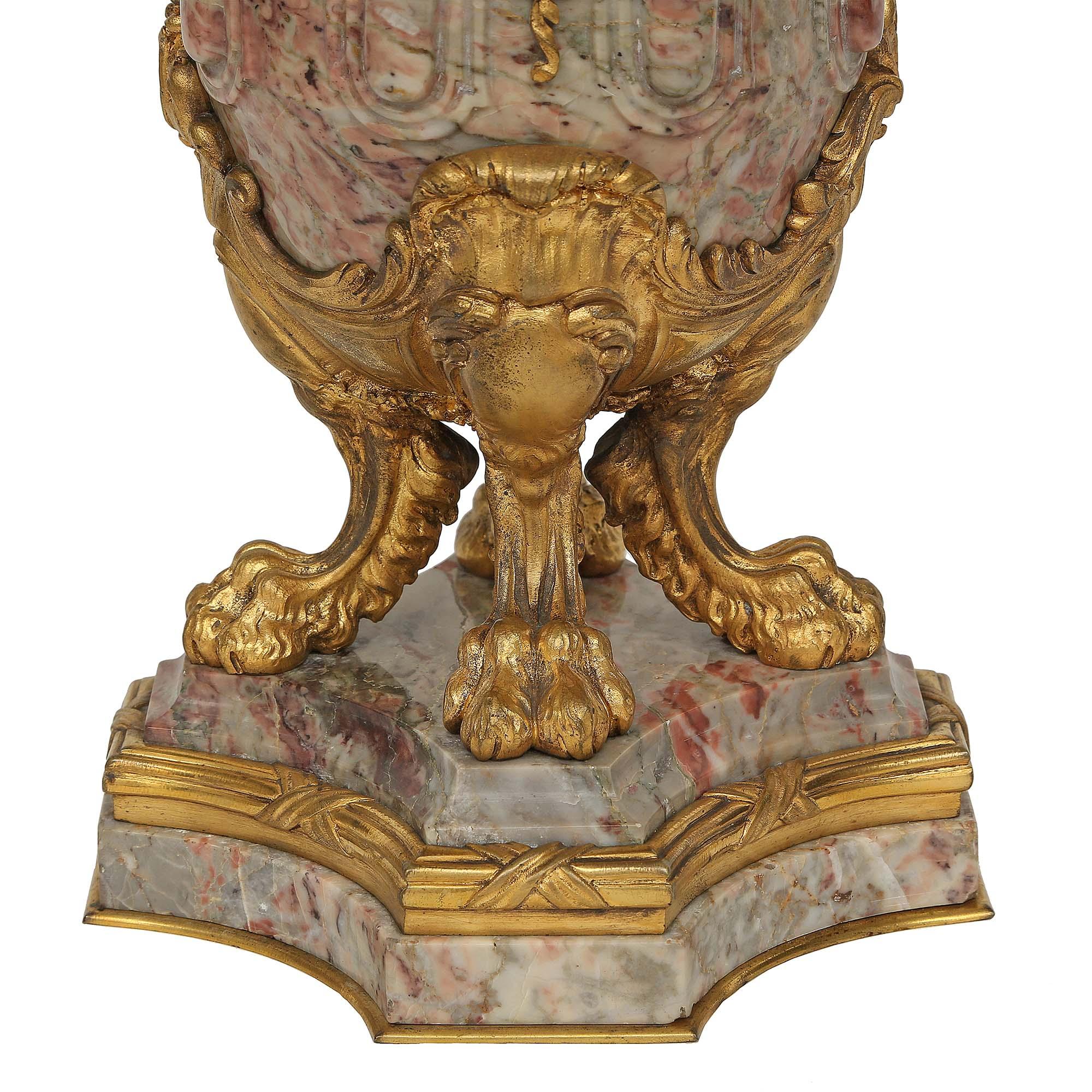 French 19th Century Louis XVI St. Rouge Royal Marble and Ormolu Urn For Sale 5