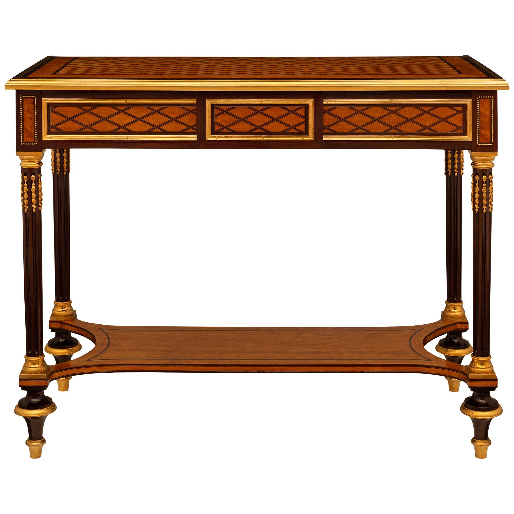 French 19th Century Louis XVI St. Satinwood, Mahogany And Ormolu Console For Sale 7