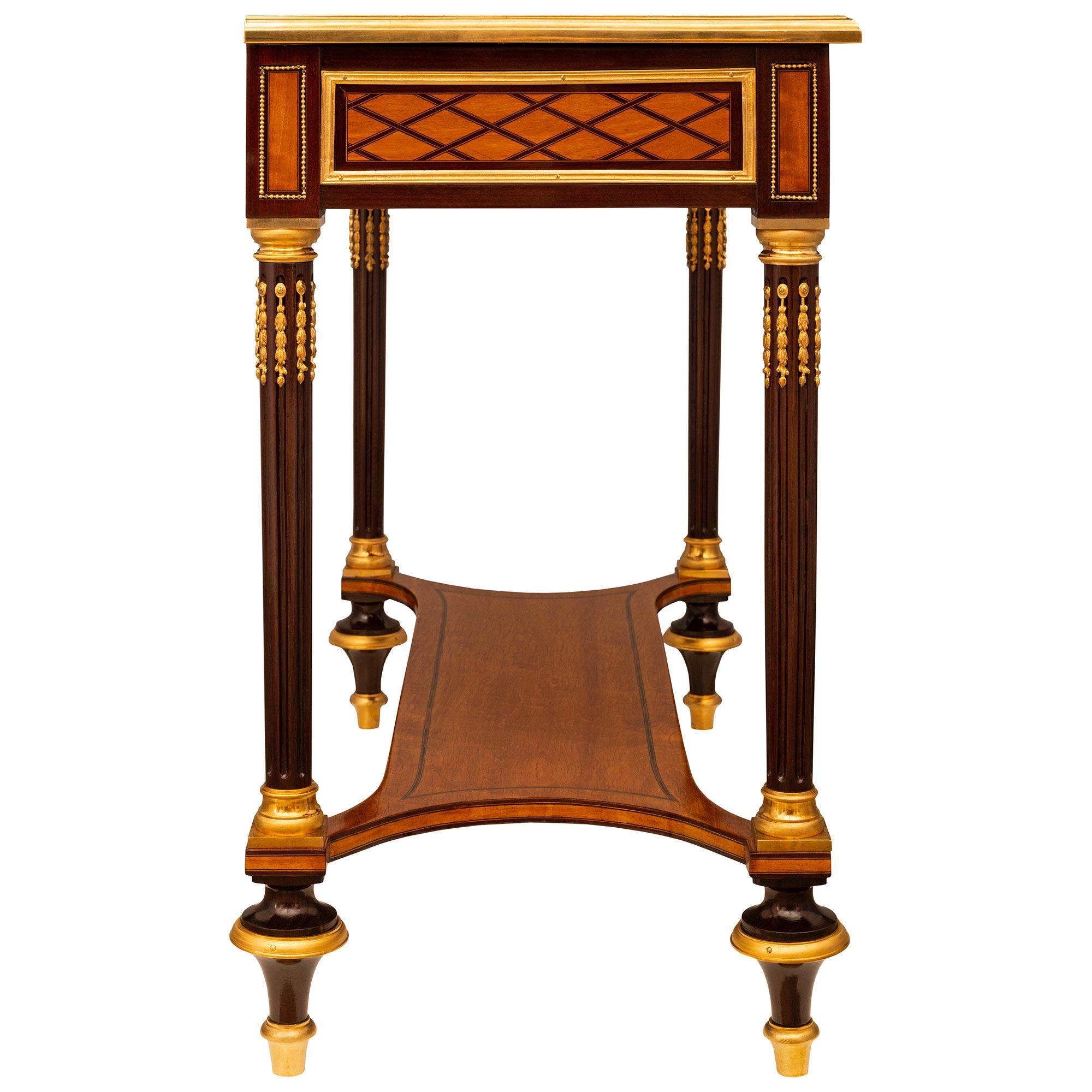 French 19th Century Louis XVI St. Satinwood, Mahogany And Ormolu Console For Sale 2