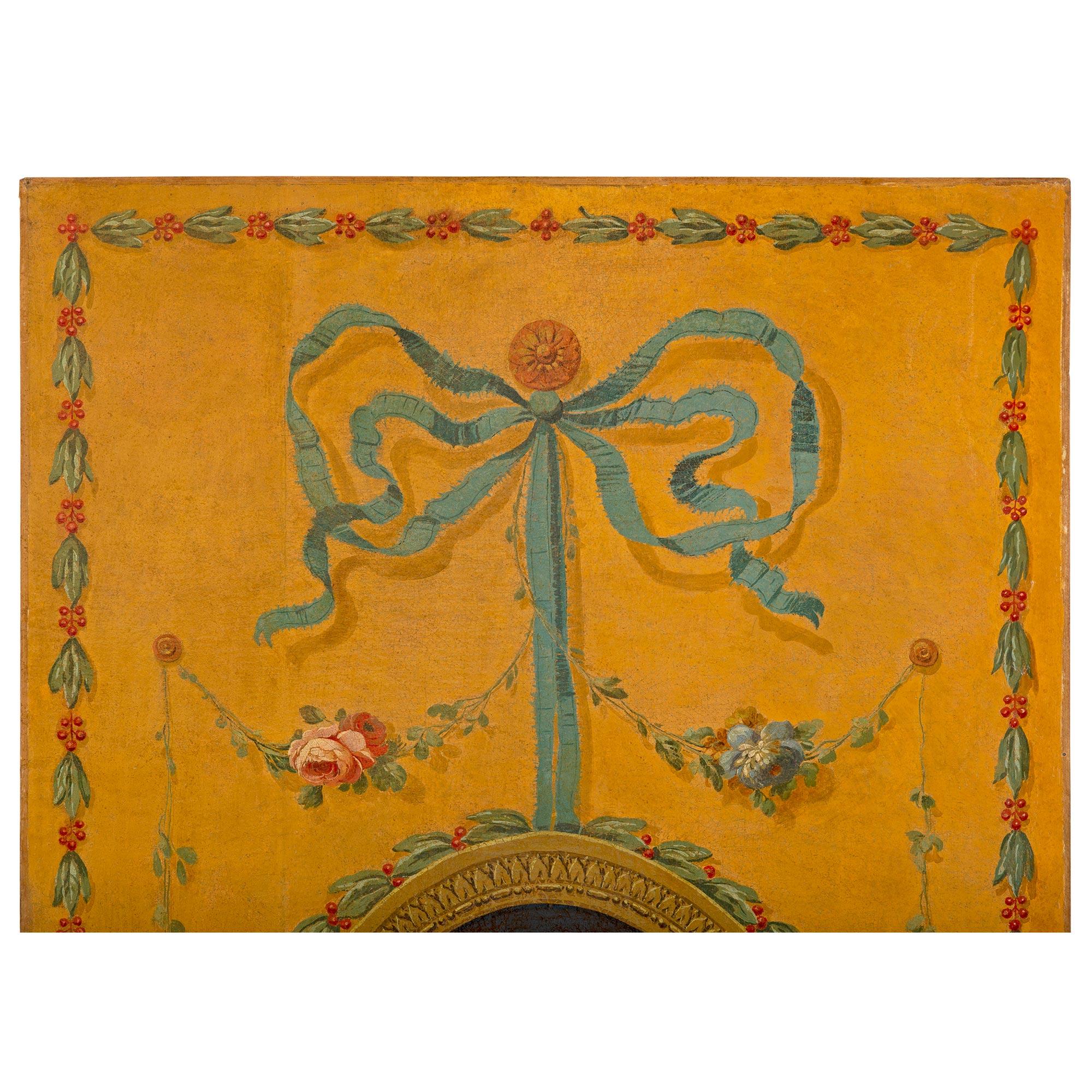 French 19th Century Louis XVI St. Set of Three Large Painted Panels In Good Condition For Sale In West Palm Beach, FL