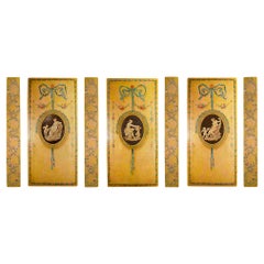 French 19th Century Louis XVI St. Set of Three Large Painted Panels