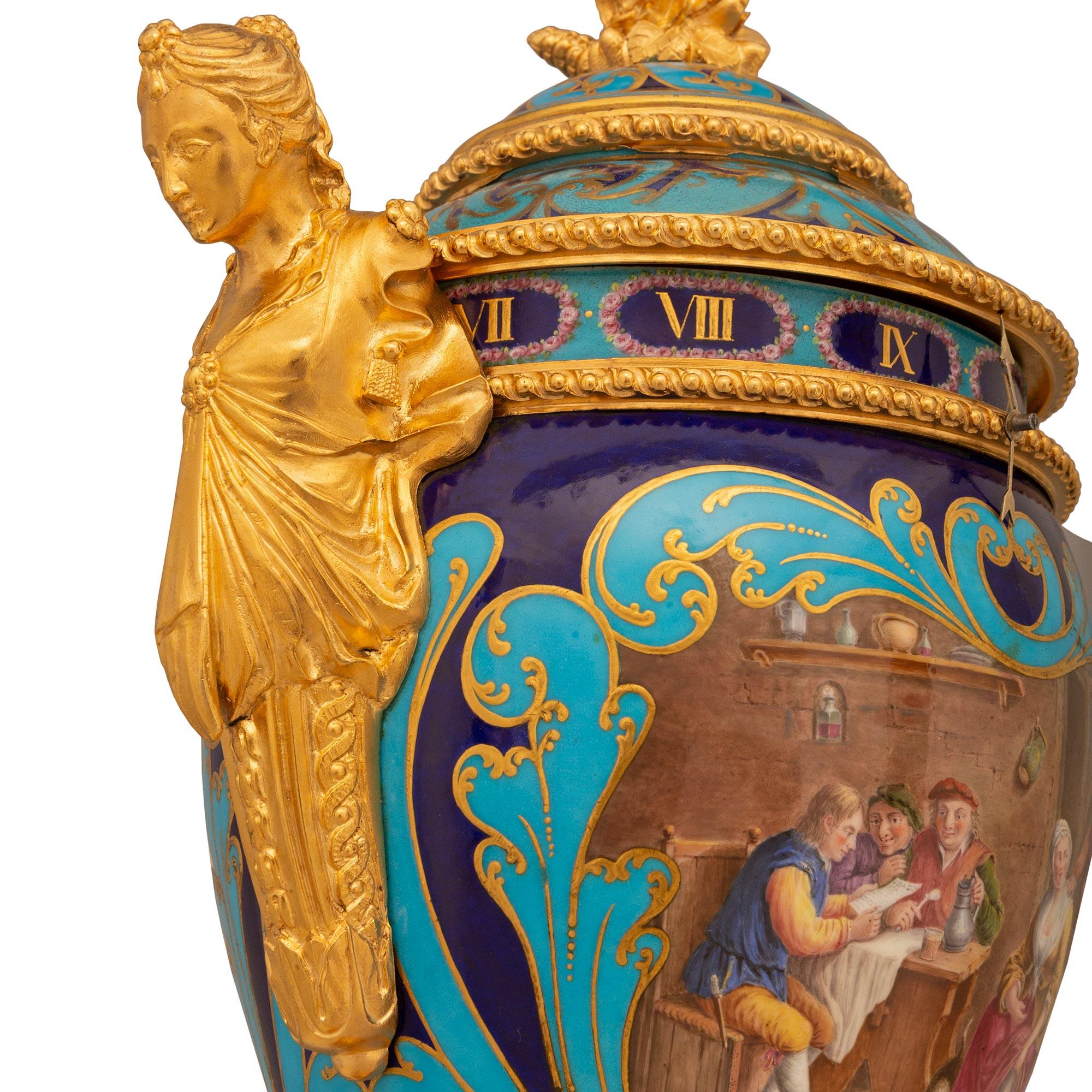 French 19th Century Louis XVI St. Sévres Porcelain And Ormolu Annular Clock For Sale 2