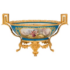 French 19th Century Louis XVI St. Sèvres Porcelain and Ormolu Centerpiece Bowl