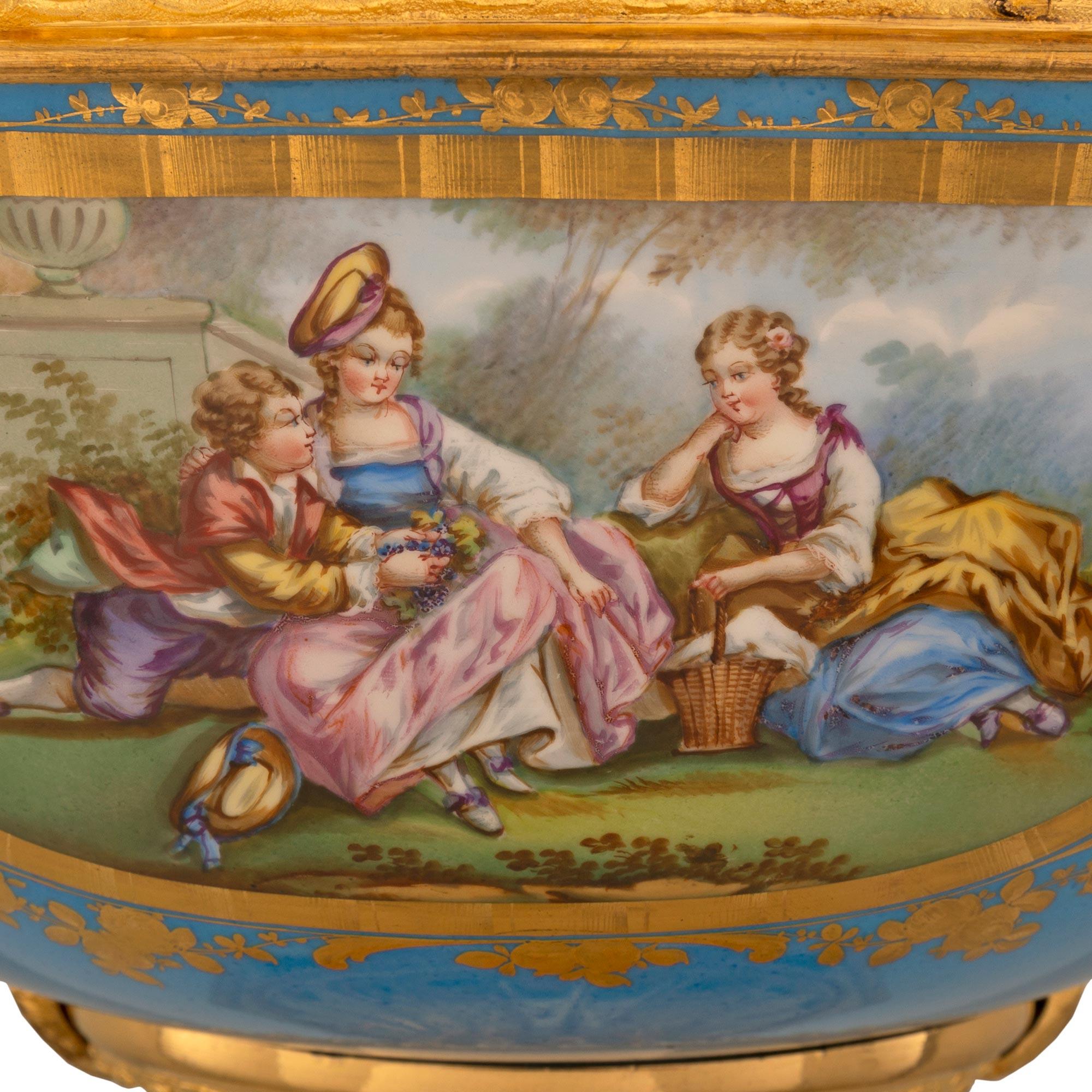 French 19th Century Louis XVI St. Sèvres Porcelain and Ormolu Centerpiece For Sale 5