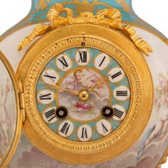 French 19th Century Louis XVI St. Sèvres Porcelain And Ormolu Clock Lamp