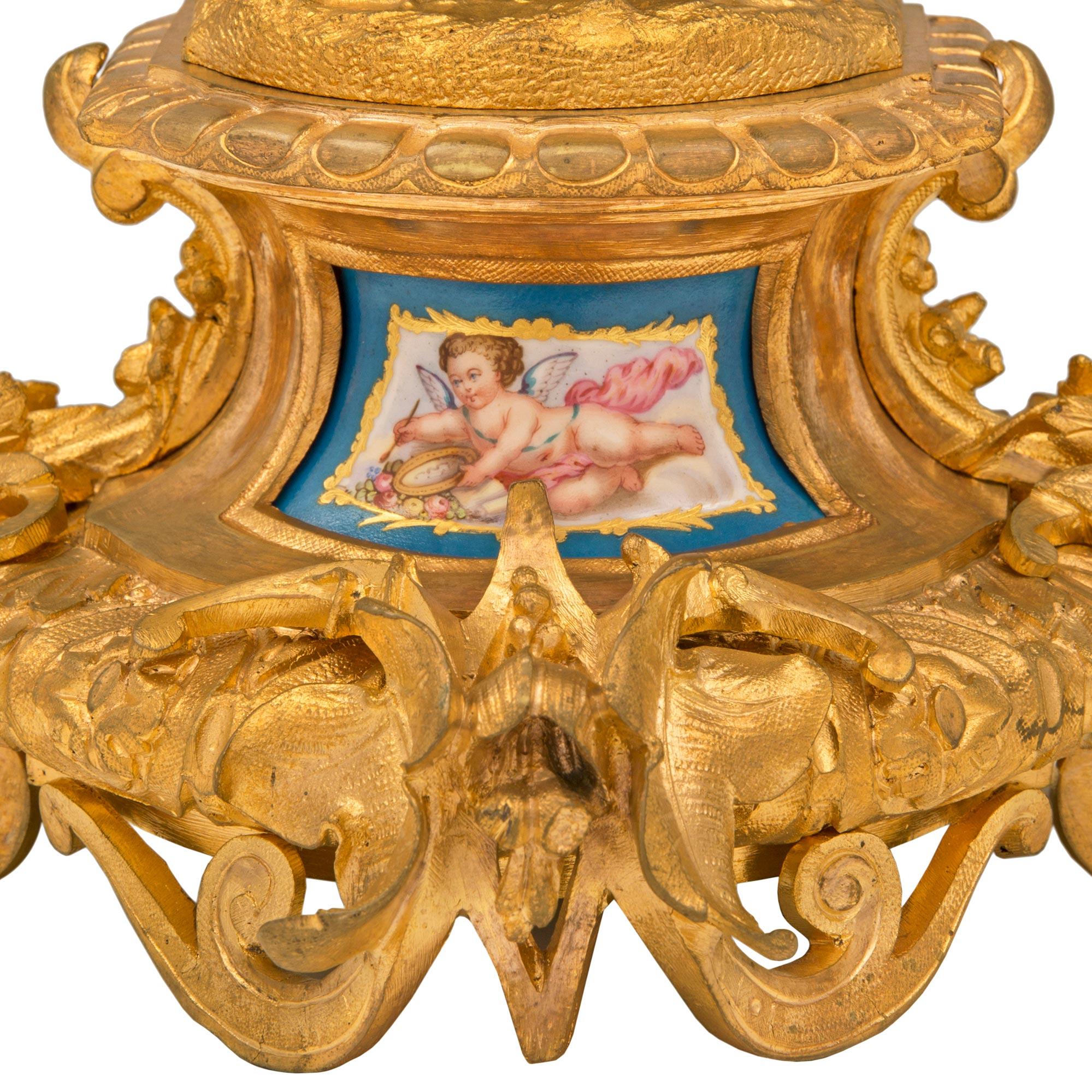 French 19th century Louis XVI st. Sévres Porcelain, patinated Bronze and Ormolu For Sale 12