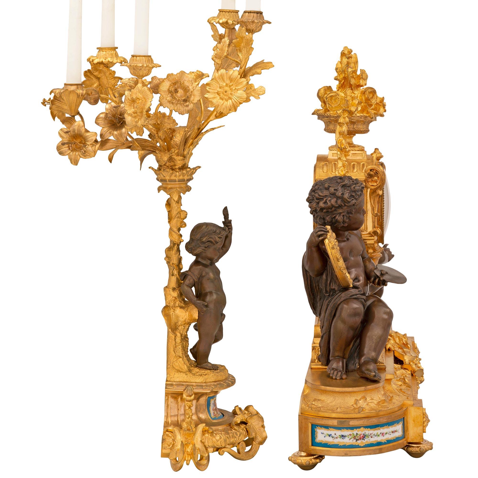 19th Century French 19th century Louis XVI st. Sévres Porcelain, patinated Bronze and Ormolu For Sale