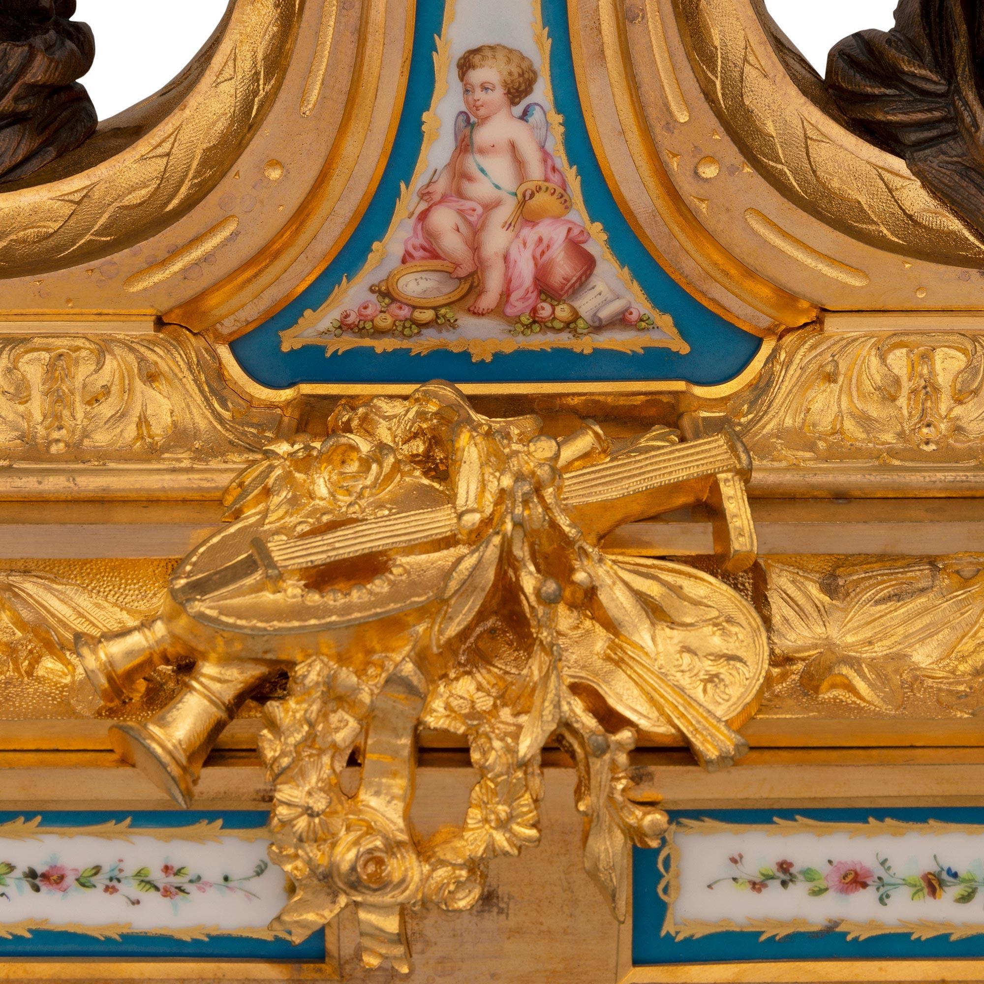 French 19th century Louis XVI st. Sévres Porcelain, patinated Bronze and Ormolu For Sale 4
