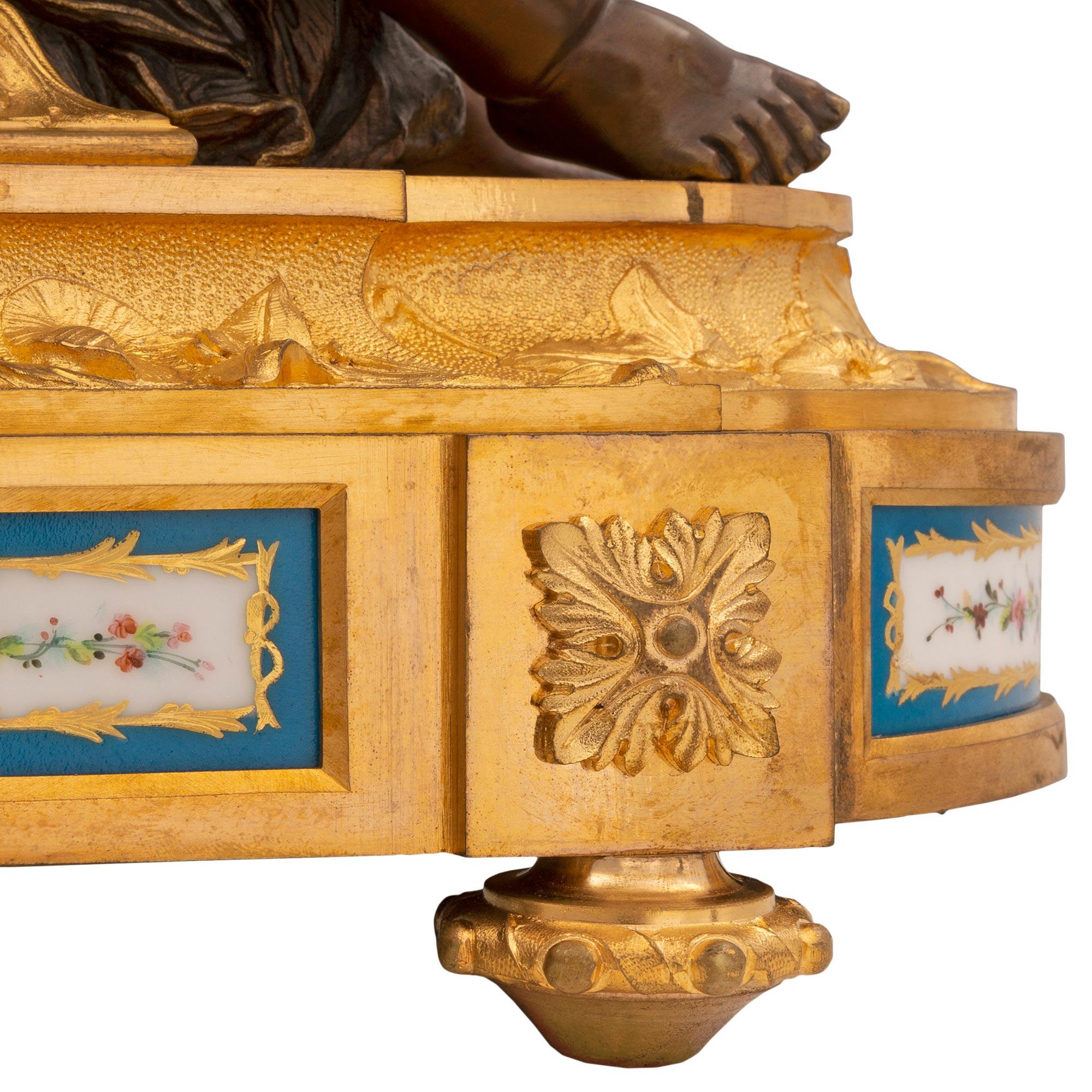 French 19th century Louis XVI st. Sévres Porcelain, patinated Bronze and Ormolu For Sale 5