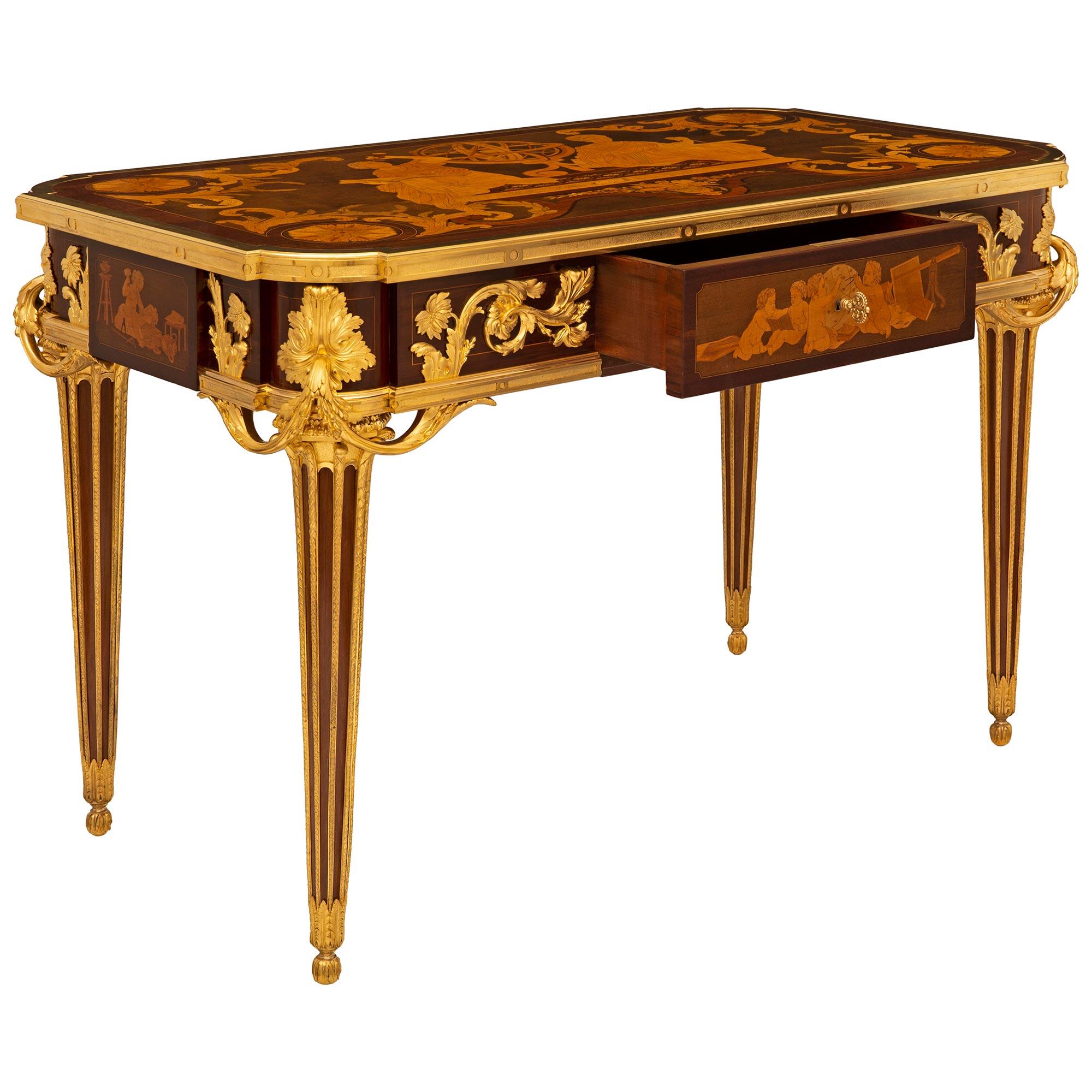Ormolu French 19th Century Louis XVI St. Side Table/Desk Attributed to Beurdeley