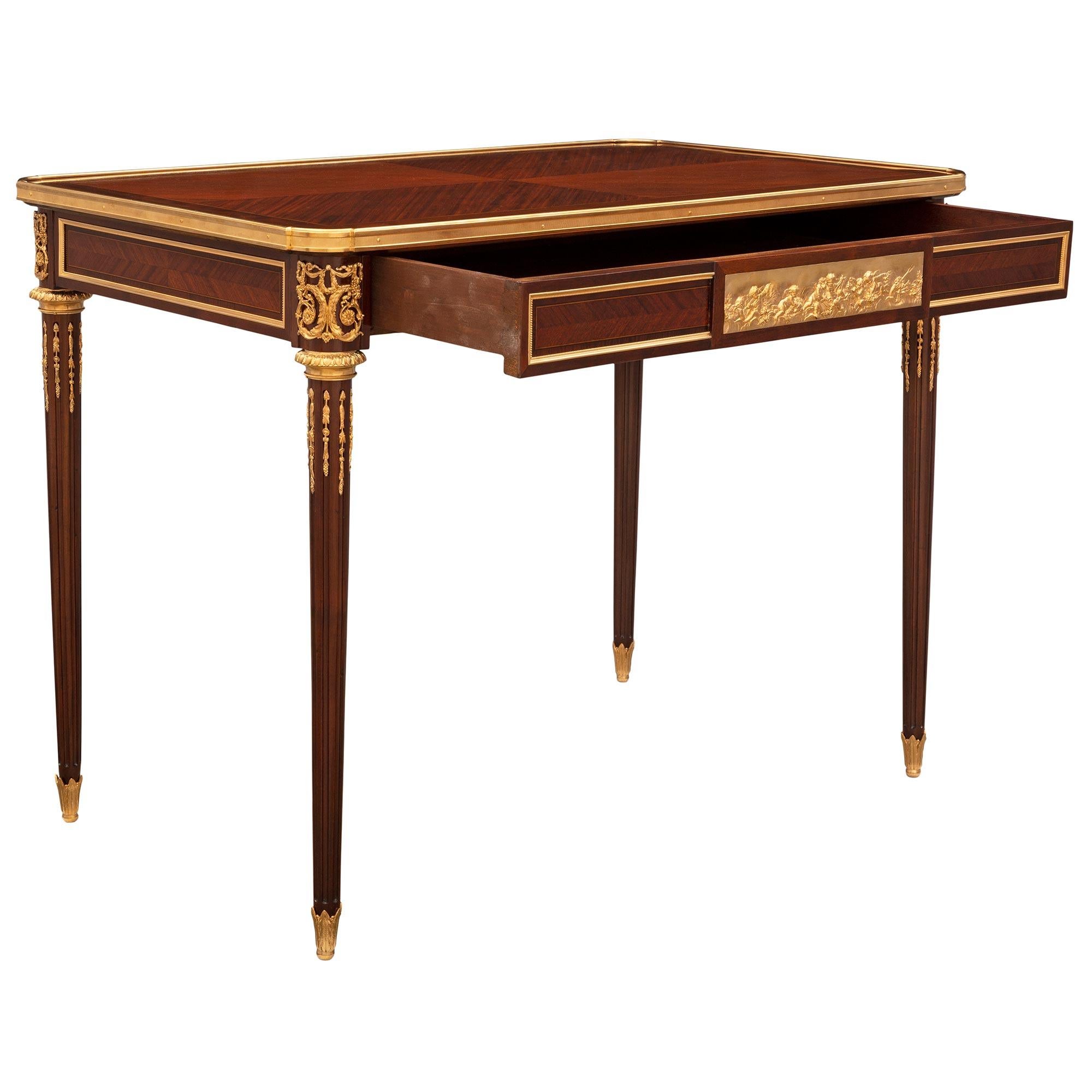 Ormolu French 19th Century Louis XVI St. Side Table or Desk, Attributed To Linke For Sale