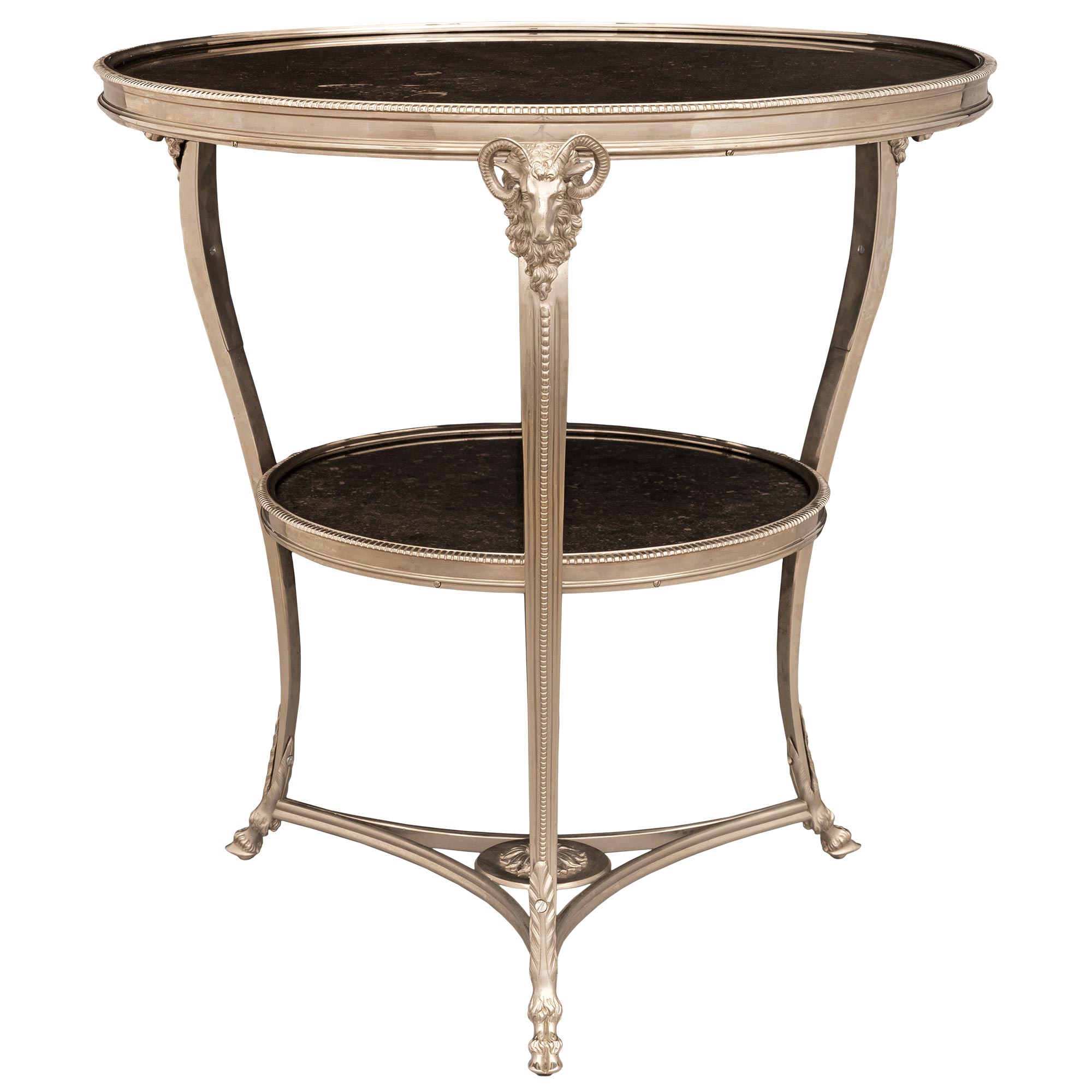 French 19th Century Louis XVI St. Silvered Bronze And Marble Guéridon Side Table For Sale