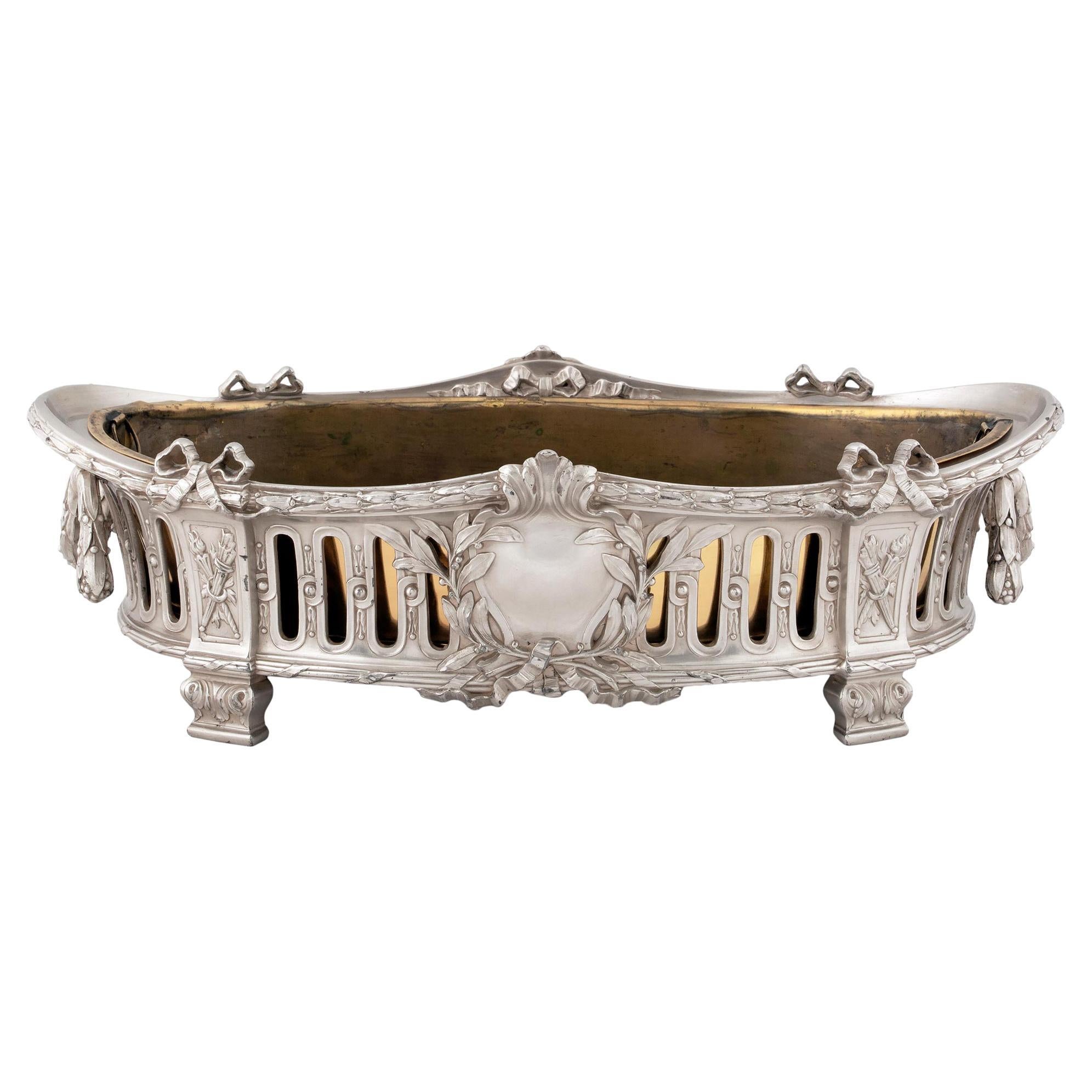 French 19th Century Louis XVI St. Silvered Bronze Centerpiece For Sale
