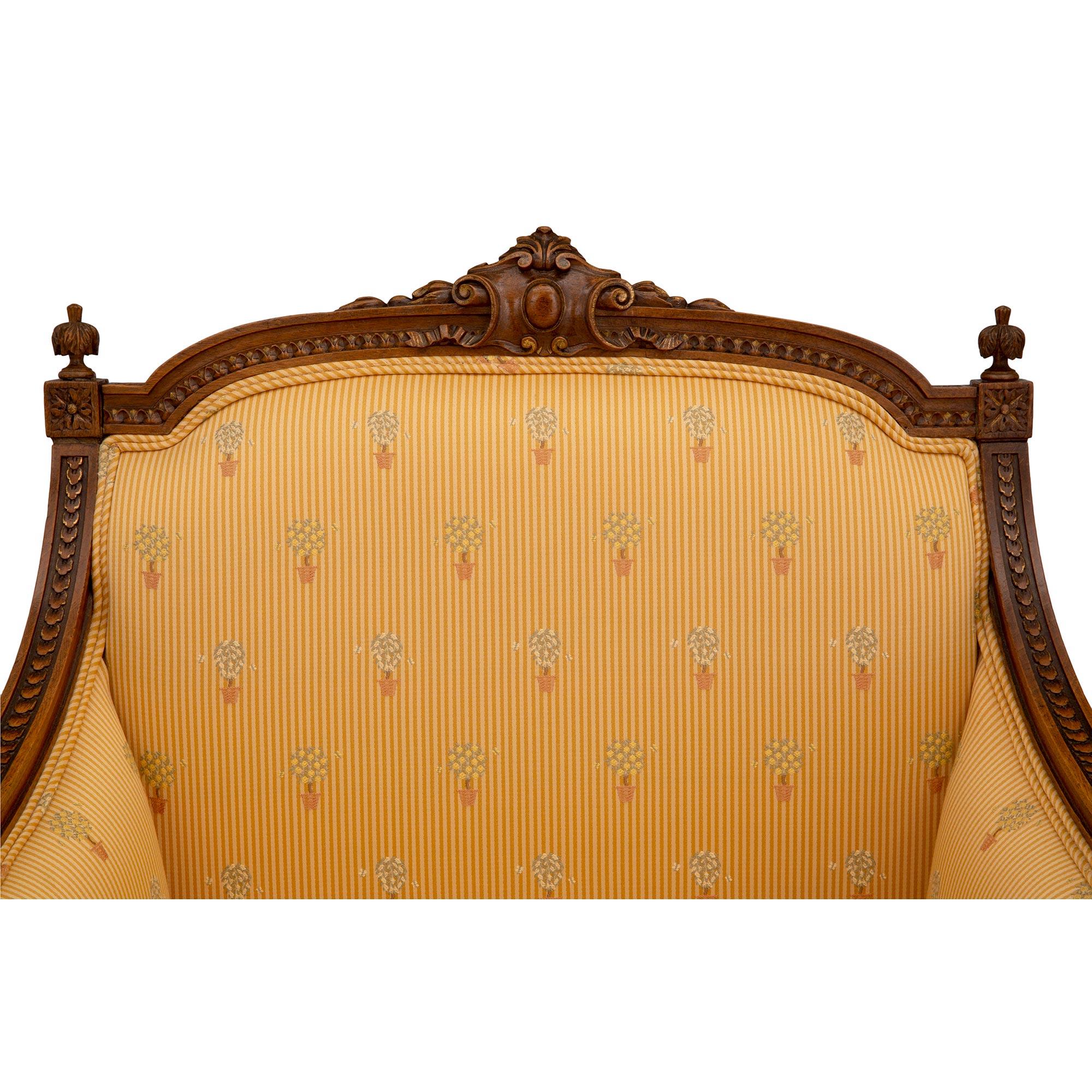 French 19th Century Louis XVI St. Solid Oak Marquise Armchair For Sale 2