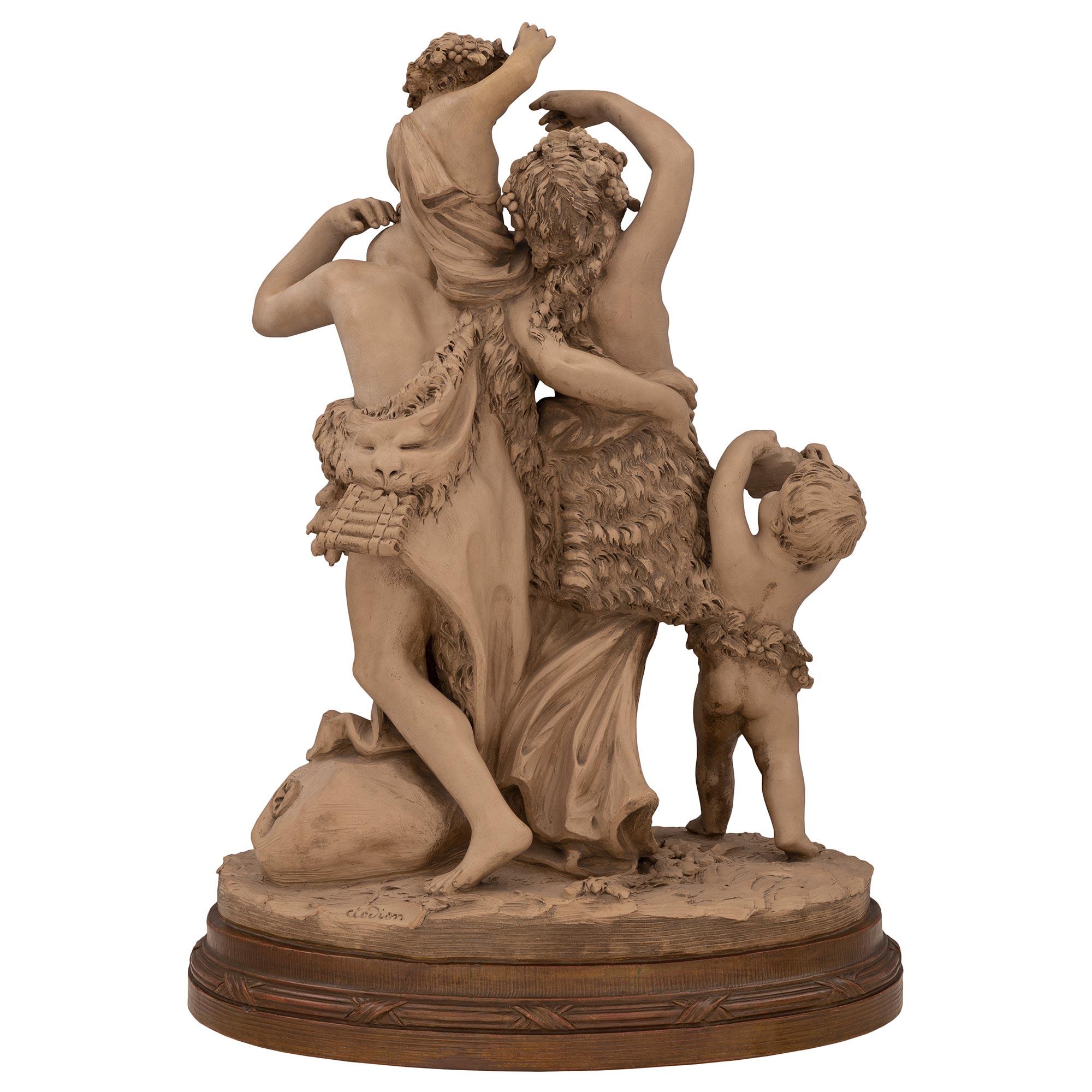 French 19th Century Louis XVI St. Terra Cotta Statue, Signed Clodion In Good Condition For Sale In West Palm Beach, FL