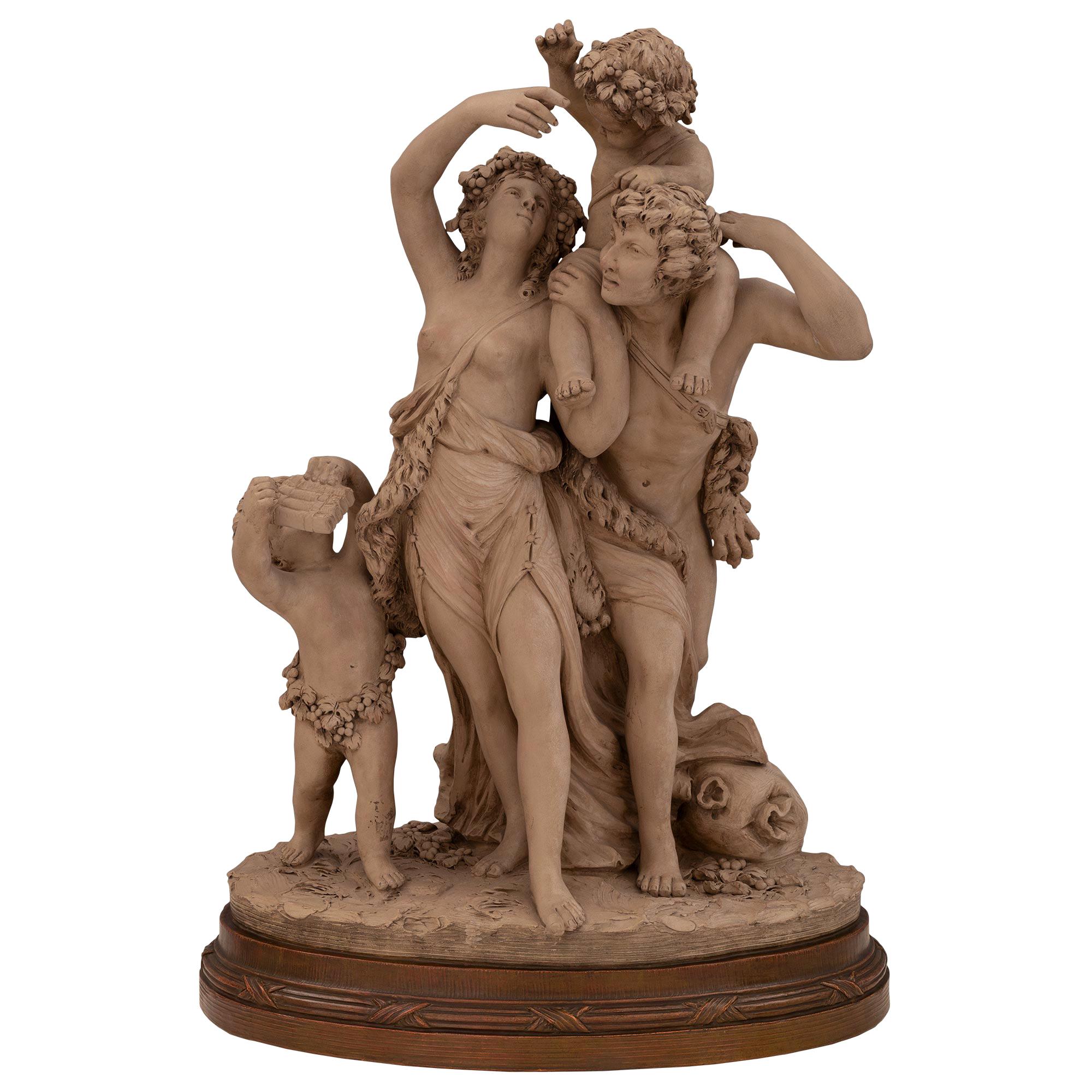 Französische Terrakotta-Statue im Louis-XVI-Stil des 19. Jahrhunderts, signiert Clodion im Angebot