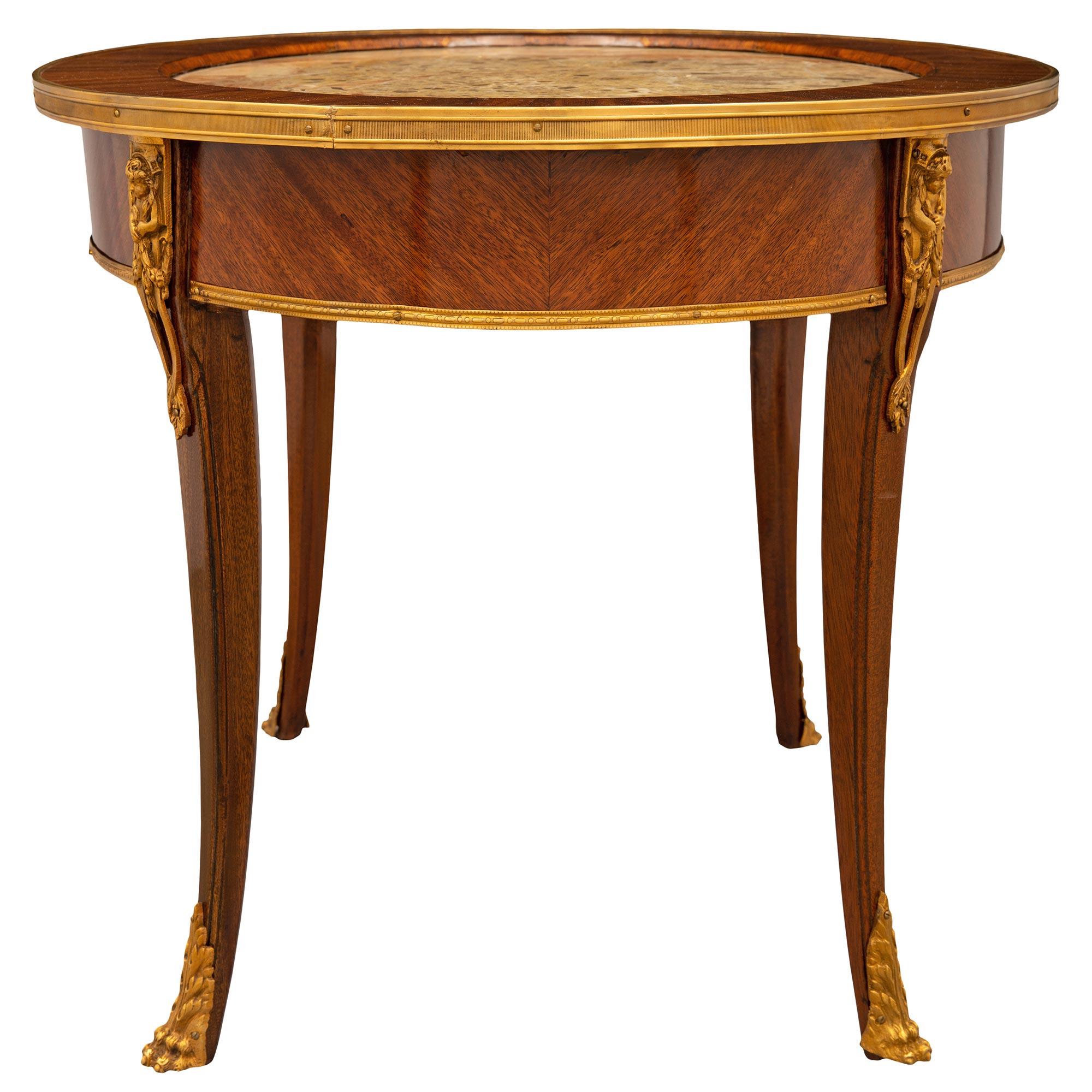 Ormolu French 19th Century Louis XVI St. Tulipwood Coffee Table For Sale