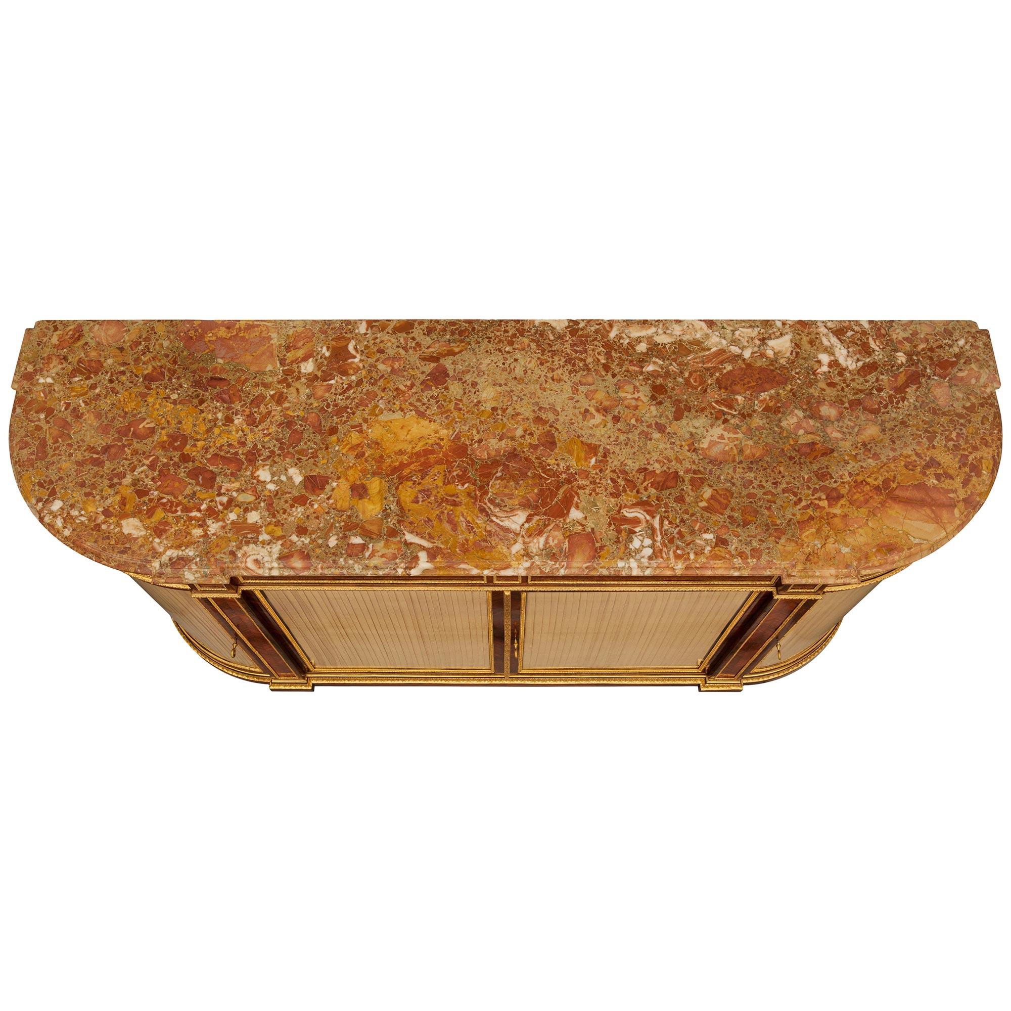 Buffet francese del XIX secolo in stile Luigi XVI in legno di tulipano, Kingwood, Ormolu e marmo in vendita 5