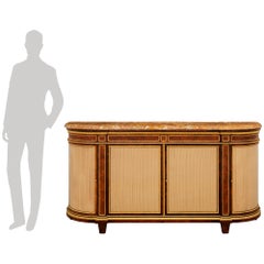 French 19th century Louis XVI st. Tulipwood, Kingwood, Ormolu and marble buffet