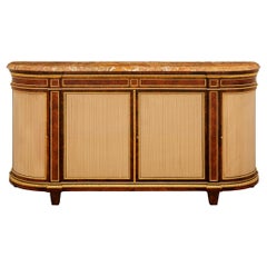 Antique French 19th century Louis XVI st. Tulipwood, Kingwood, Ormolu and marble buffet