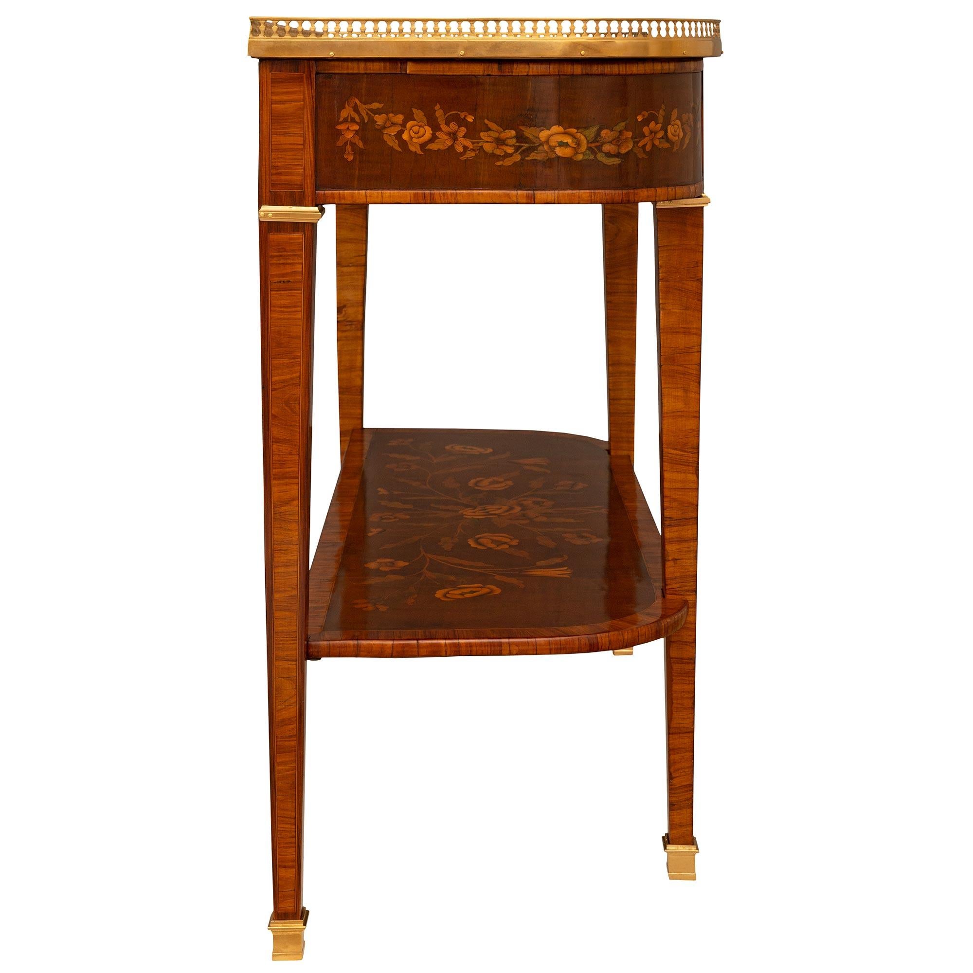 French 19th Century Louis XVI St. Tulipwood, Walnut, Ormolu And Marble Console For Sale 2