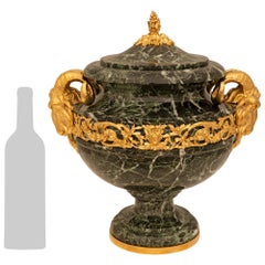 French 19th century Louis XVI st. Vert de Patricia and Ormolu urn